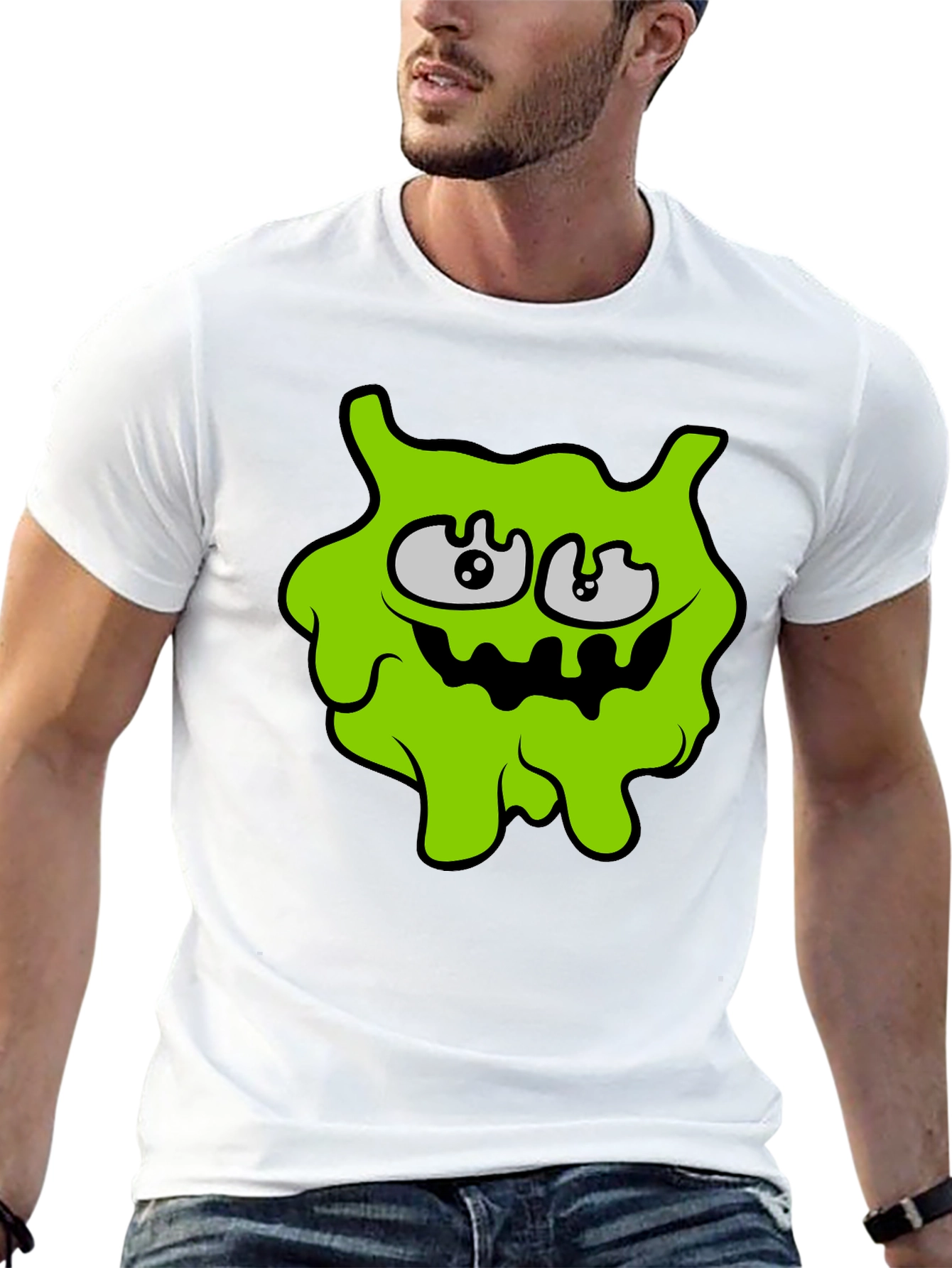 Black Funny Slime Monster Graphic Tee - Black view 13