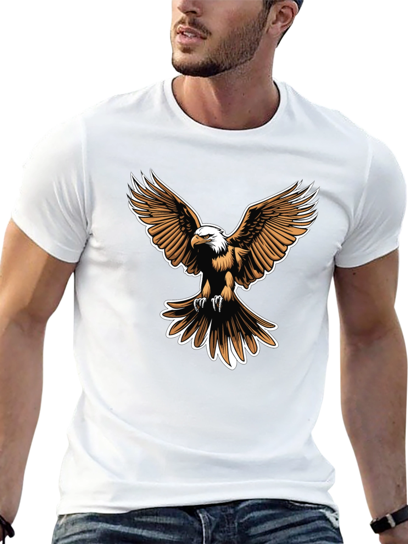 Black Bald Eagle Graphic Tee - Men's Black T-Shirt view 13
