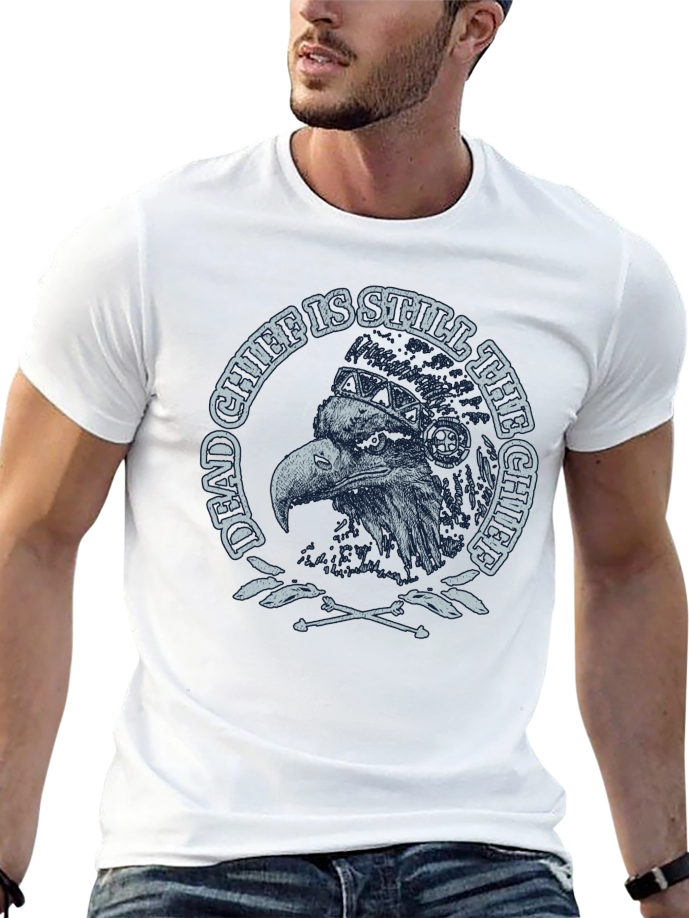 Black Dead Chief Eagle Graphic Tee - Black Cotton T-Shirt view 13