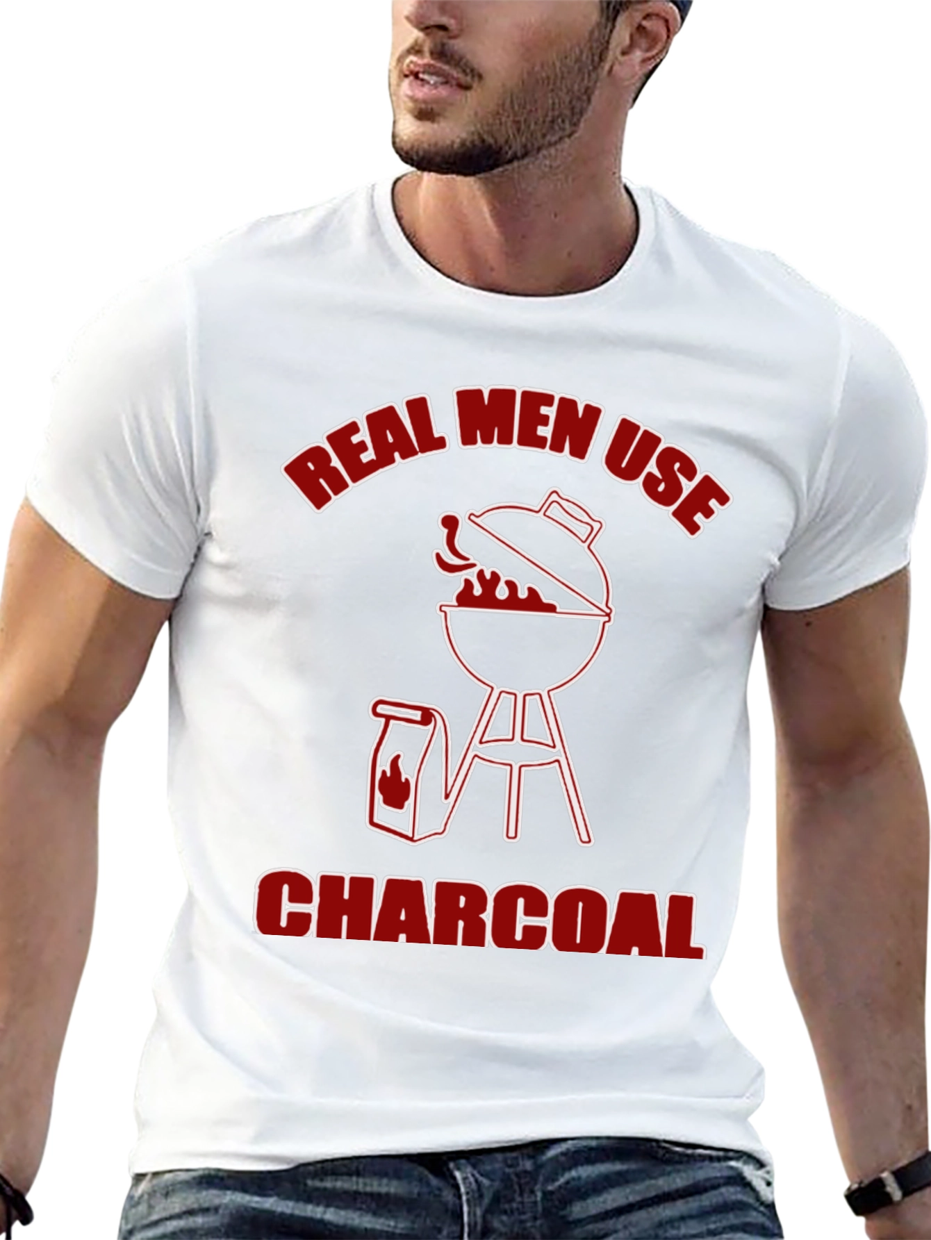 Black Real Men Use Charcoal T-Shirt - BBQ Grill Design view 13