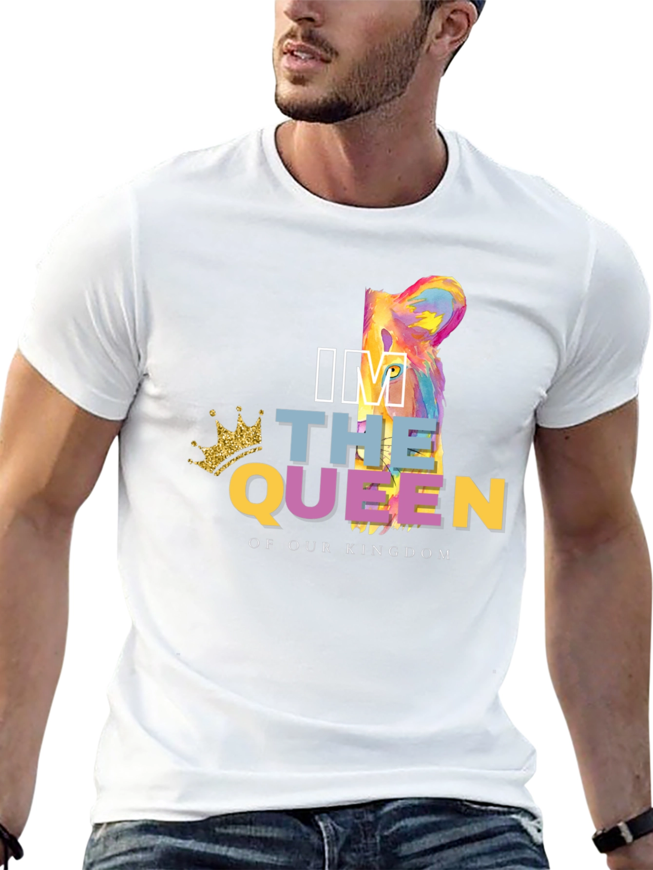 Black I'm The Queen of Our Kingdom Lion T-Shirt view 13