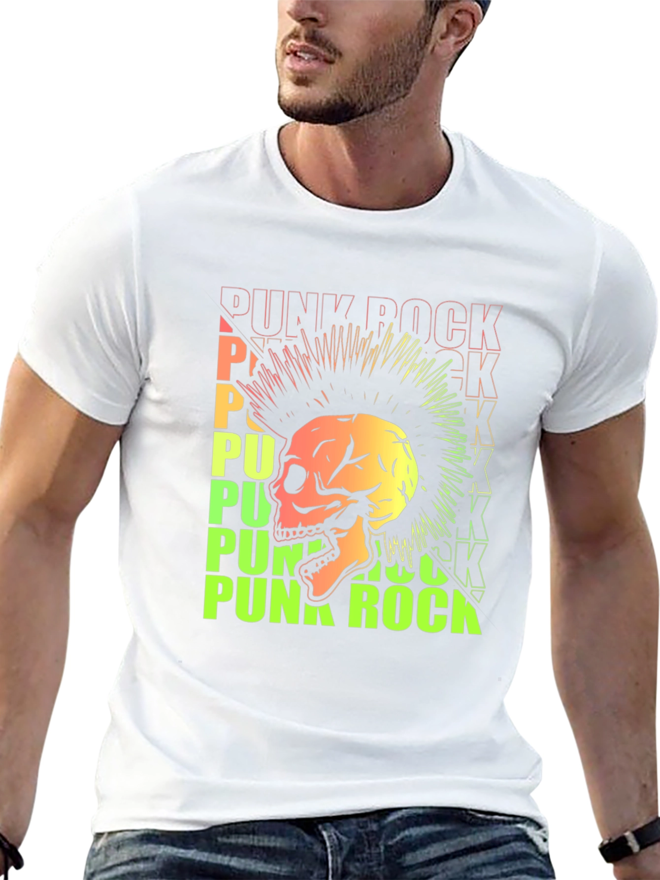 Black Punk Rock Skull Graphic Tee - Edgy Style view 13