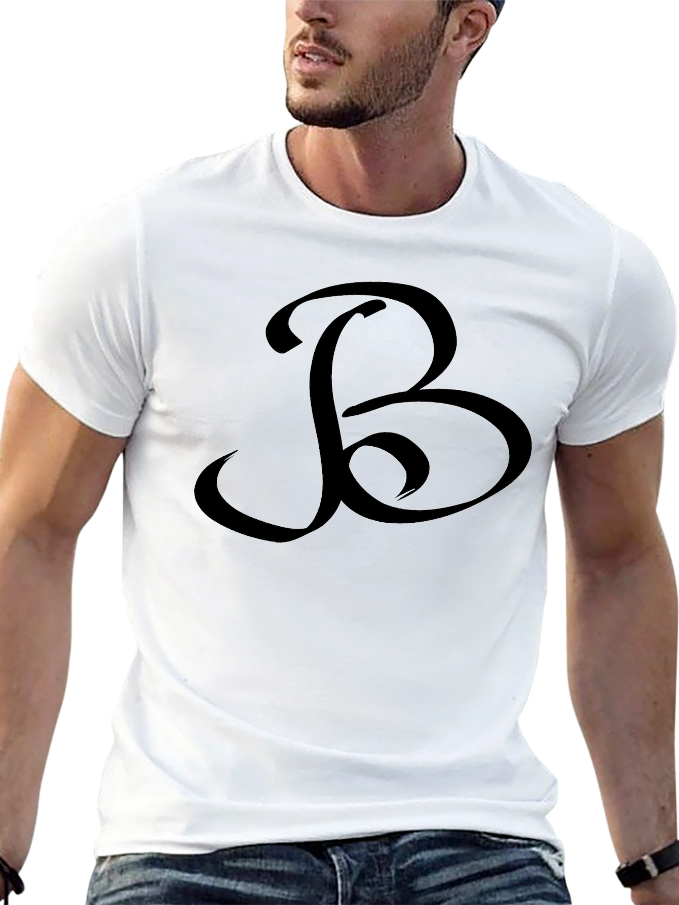 Black Black T-Shirt with Ornamental "B" Design view 13