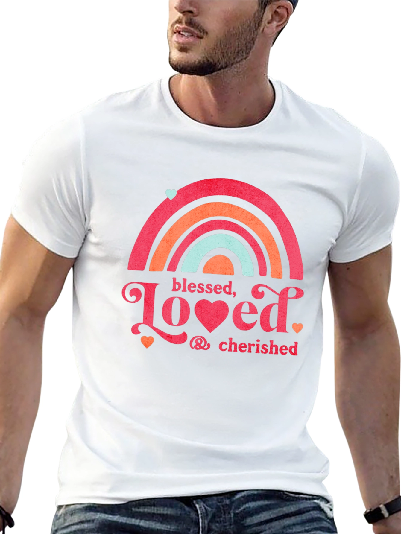 Black Blessed Loved Cherished T-Shirt, Black Tee view 13