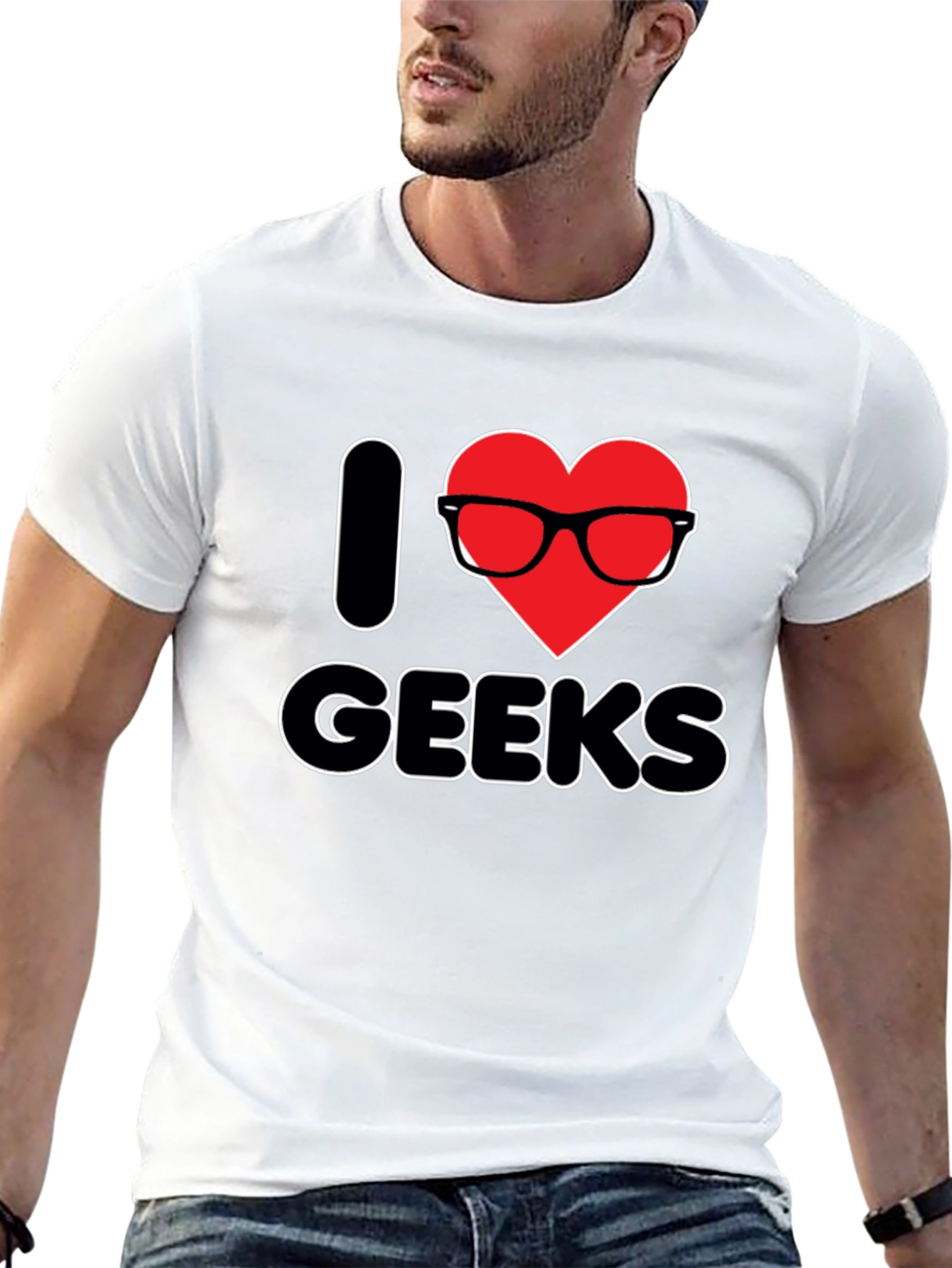 Black I Heart Geeks T-Shirt - Black Graphic Tee view 13