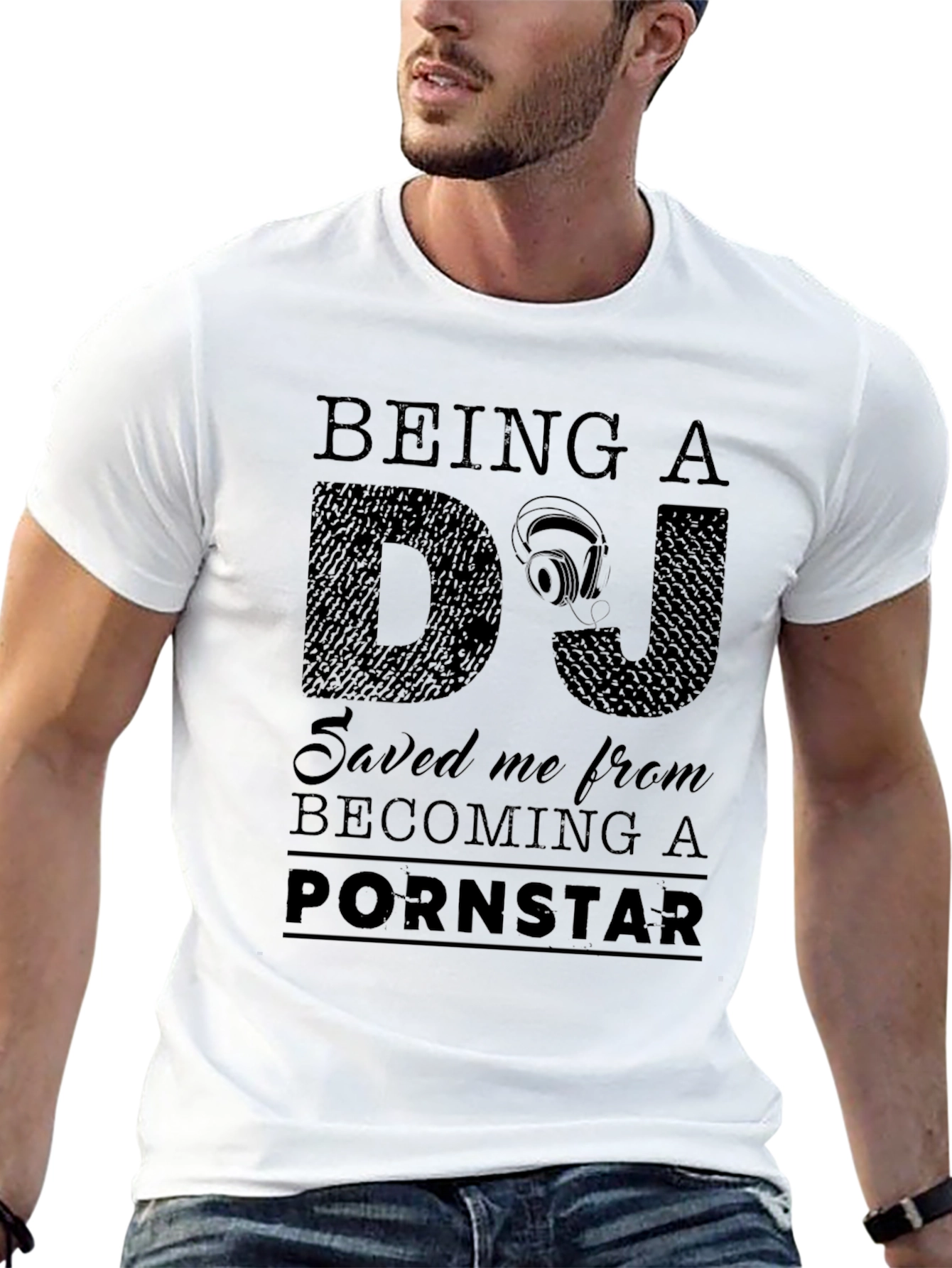 Black Being a DJ Funny Graphic Novelty T-Shirt view 13