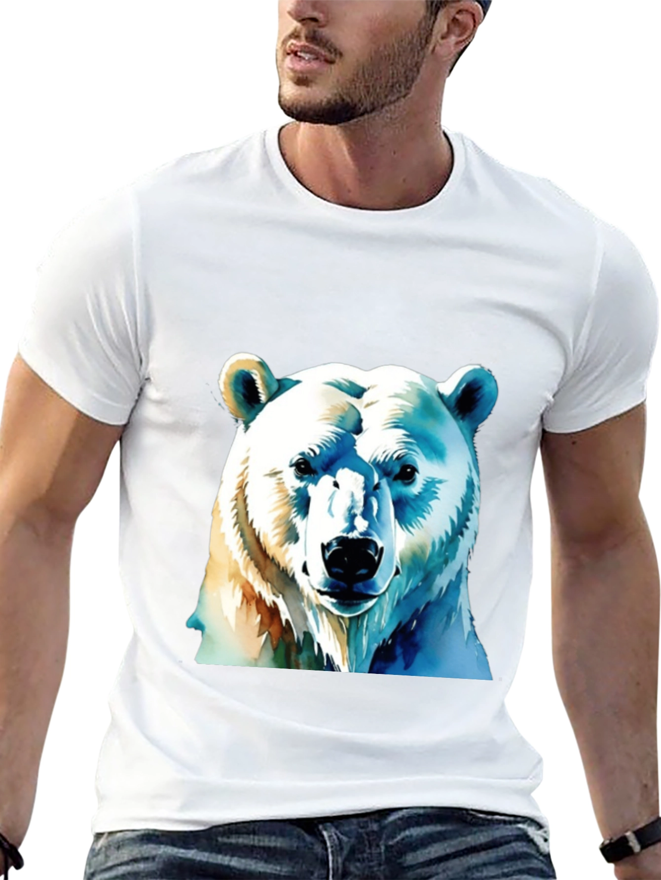 Black Polar Bear Graphic Tee - Black Cotton T-Shirt view 13