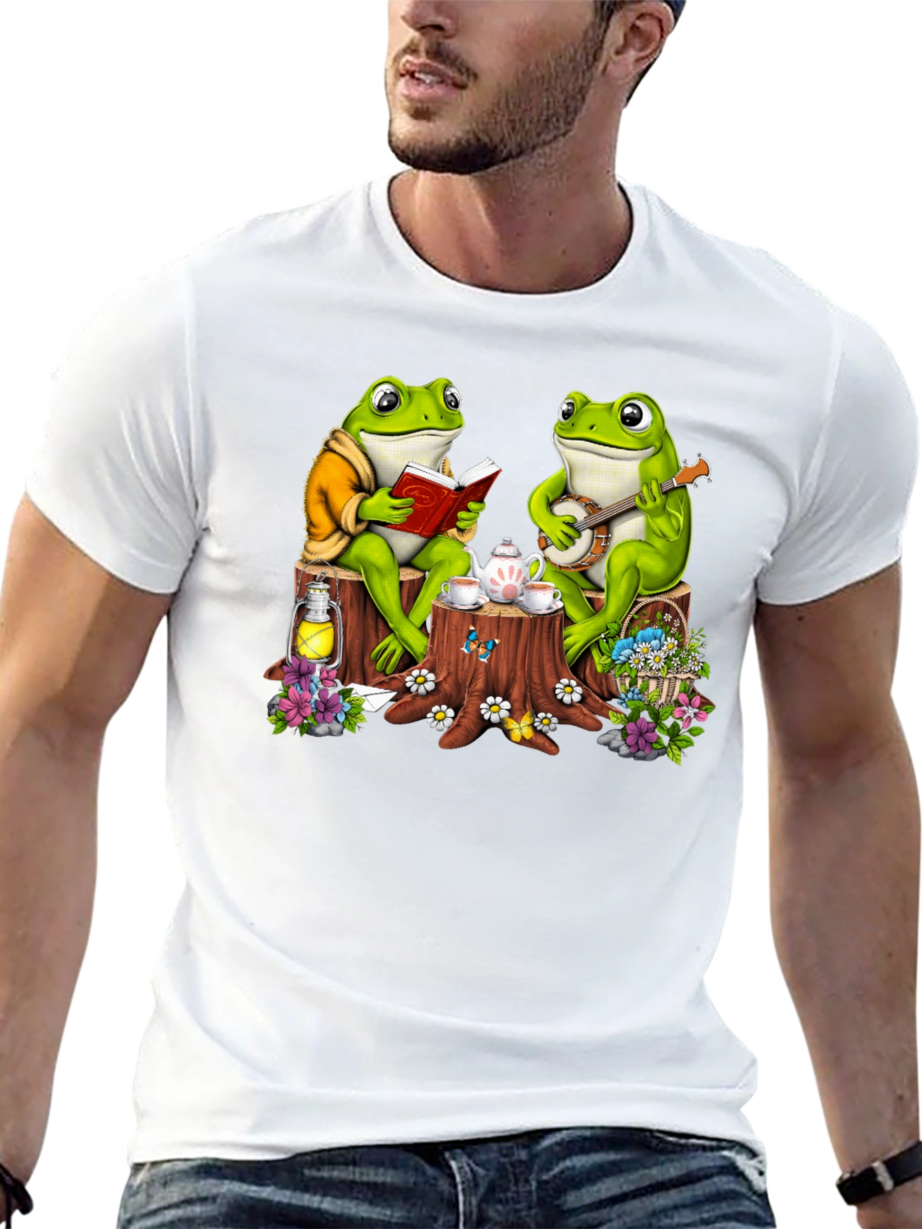 Black Frog Tea Party T-Shirt - Whimsical Design view 13