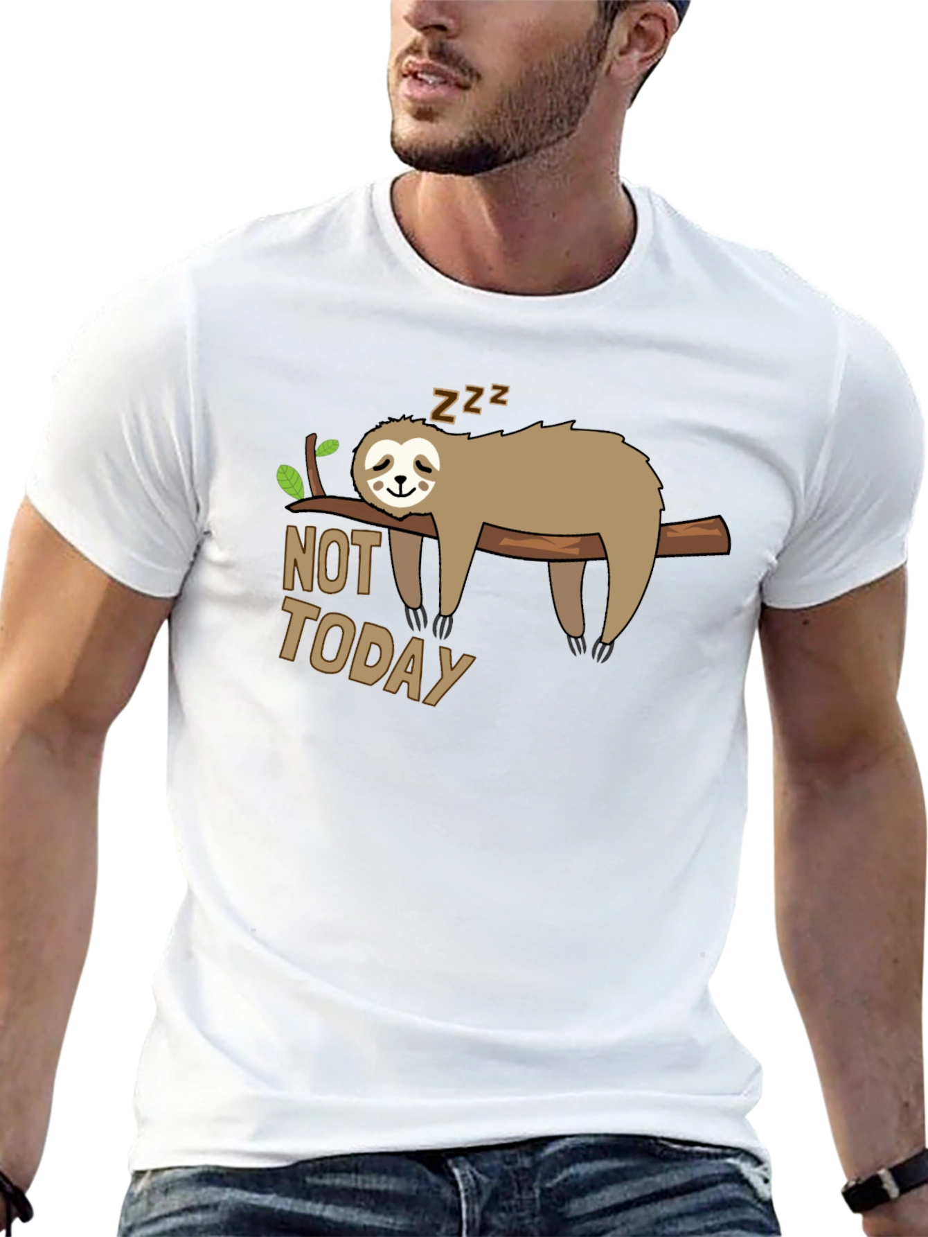Black Not Today Sloth T-Shirt - Funny Lazy Animal Graphic Tee view 13