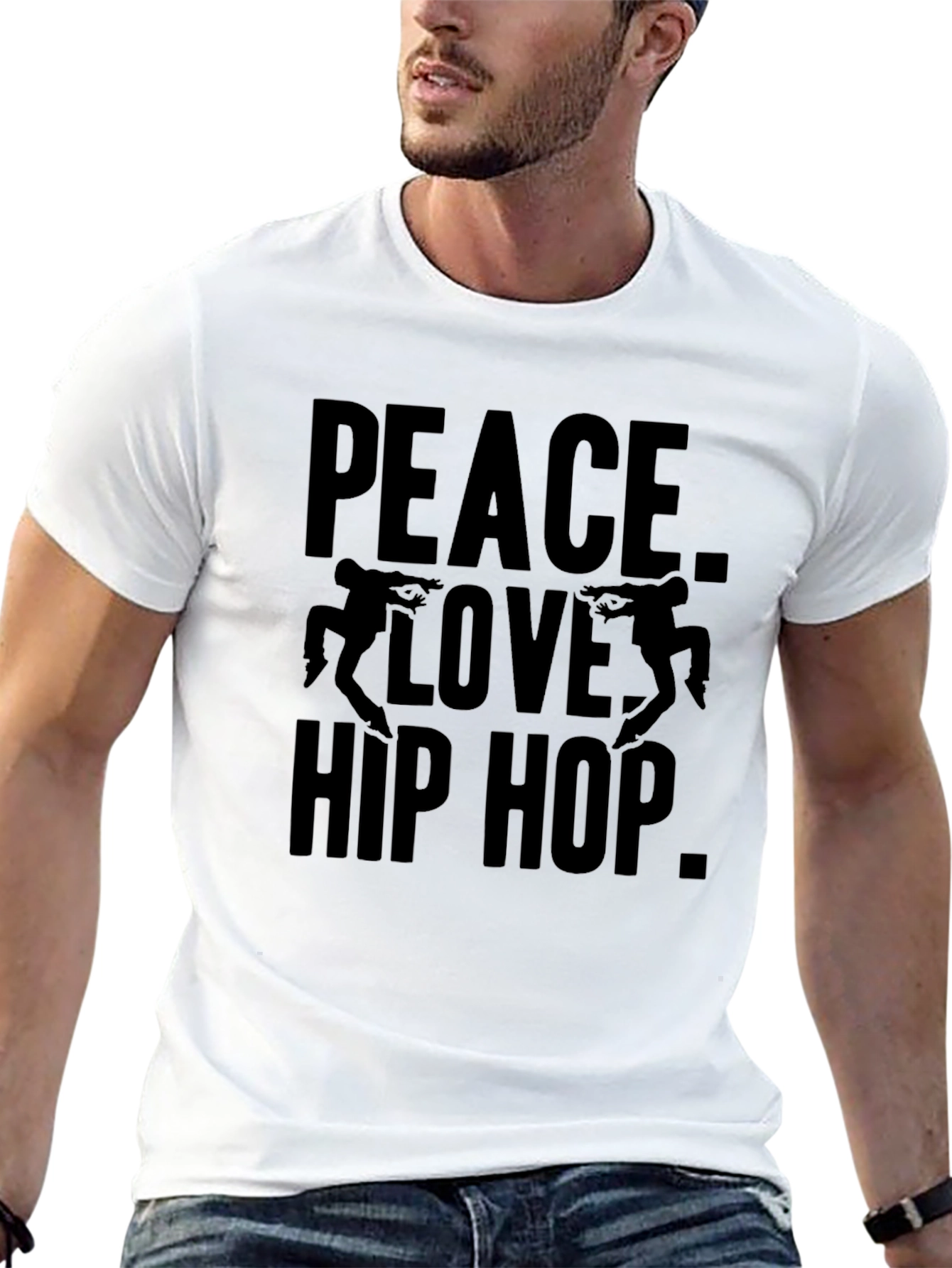 Black Peace Love Hip Hop Black Graphic T-Shirt view 13