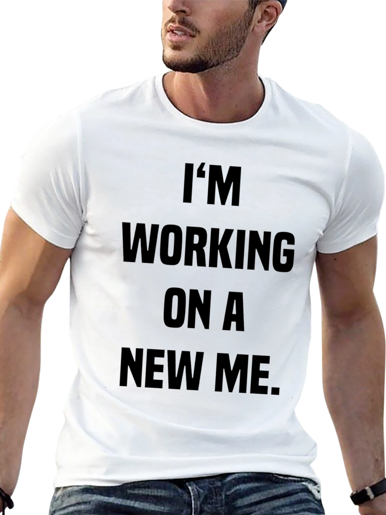 Black I'm Working on a New Me Black Tee view 13