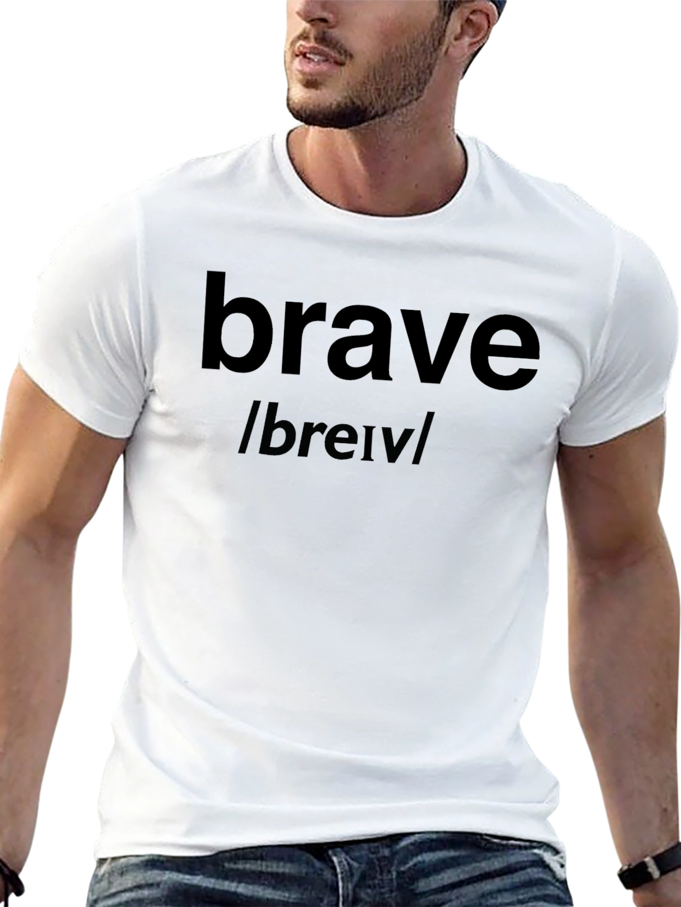 Black Brave Definition T-Shirt - Black Cotton Tee view 13