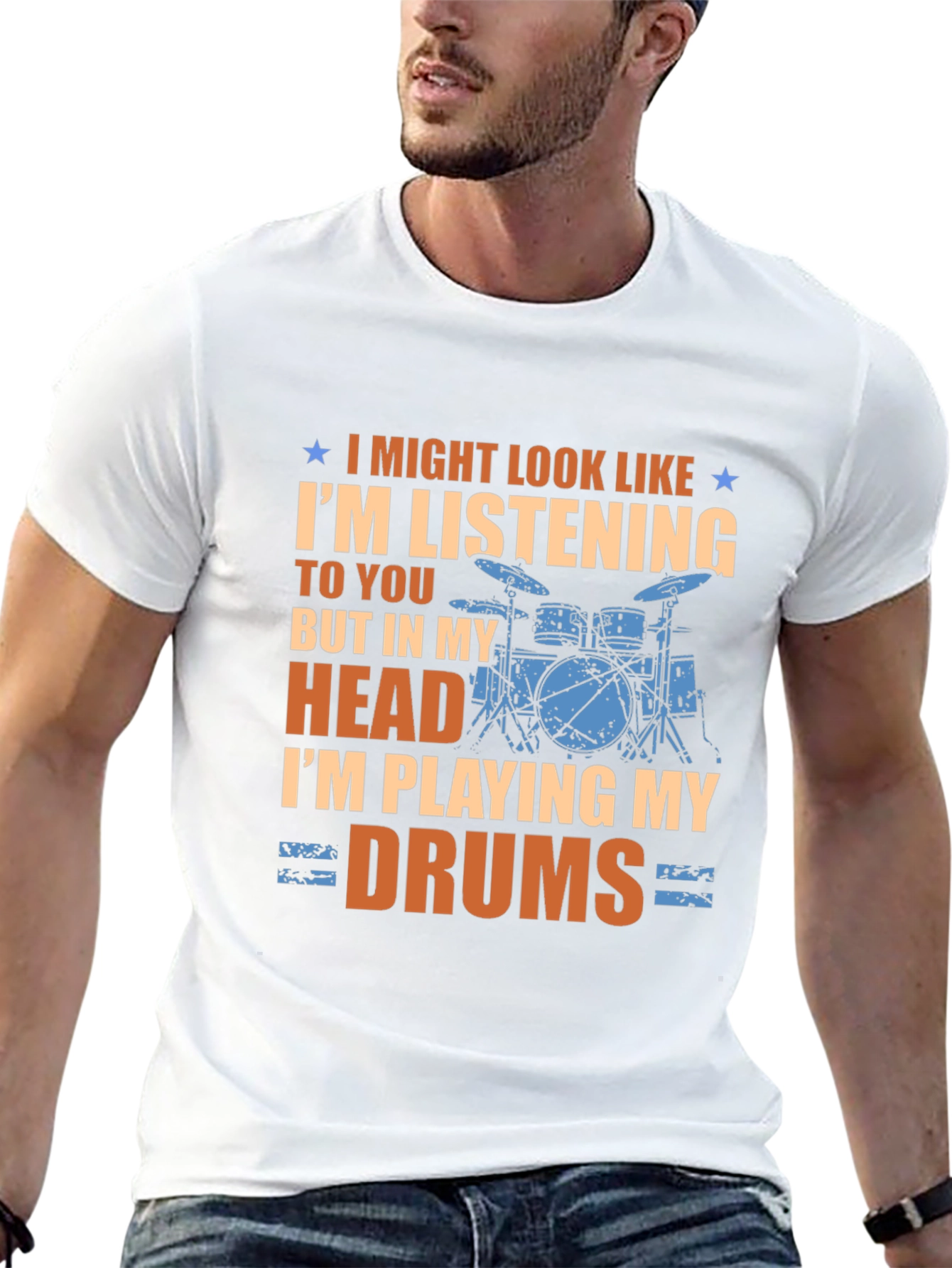 Black Drummer T-Shirt: I'm Playing My Drums view 13
