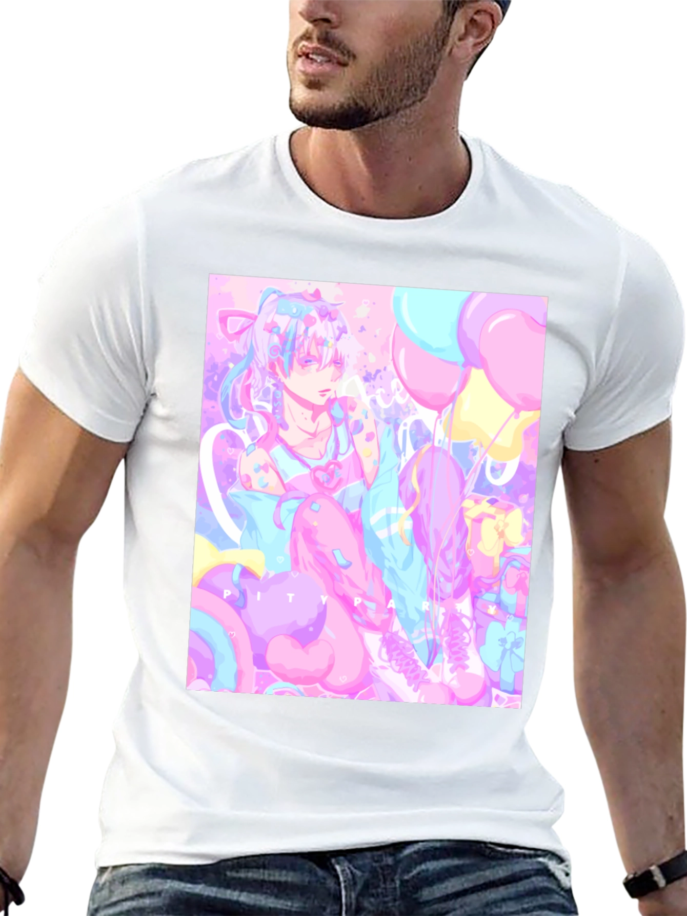 Black Anime Pastel Graphic Tee - Kawaii Pity Party T-Shirt view 13