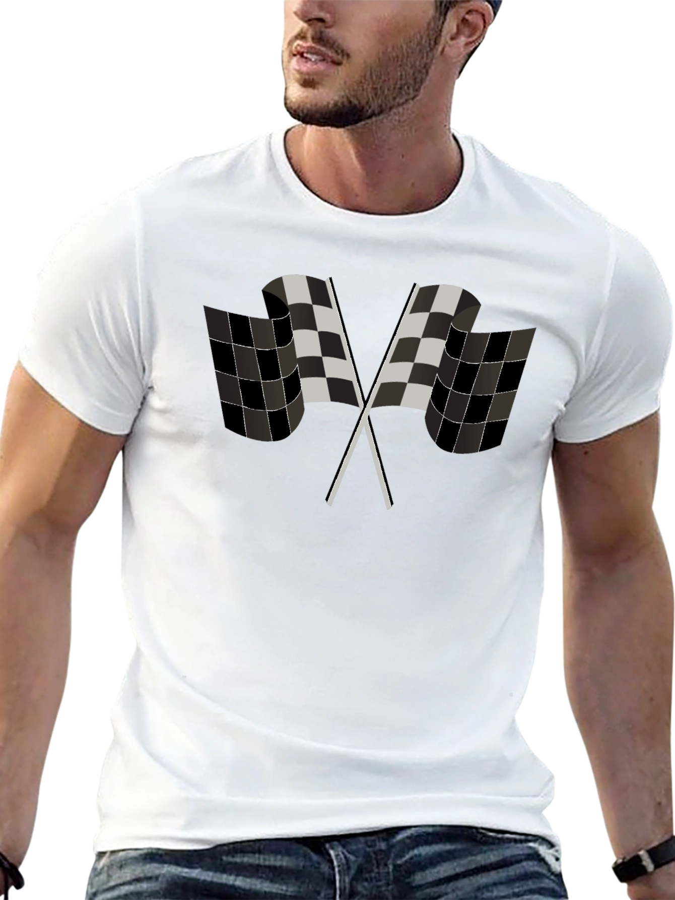 Black Checkered Flag Graphic Tee - Racing Fan Apparel view 13