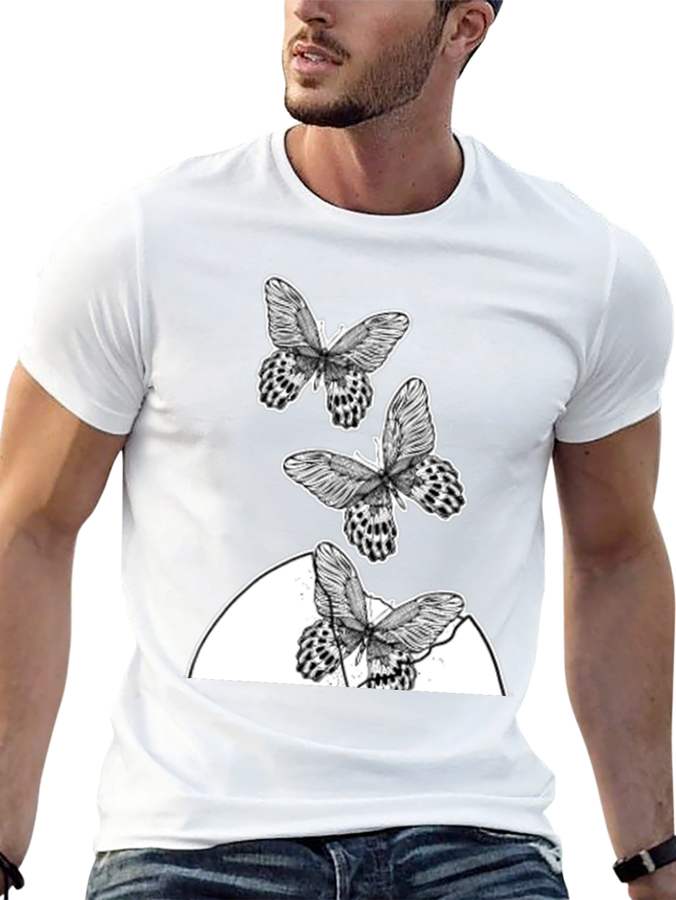 Black Butterfly Graphic T-Shirt - Trendy Casual Wear view 13