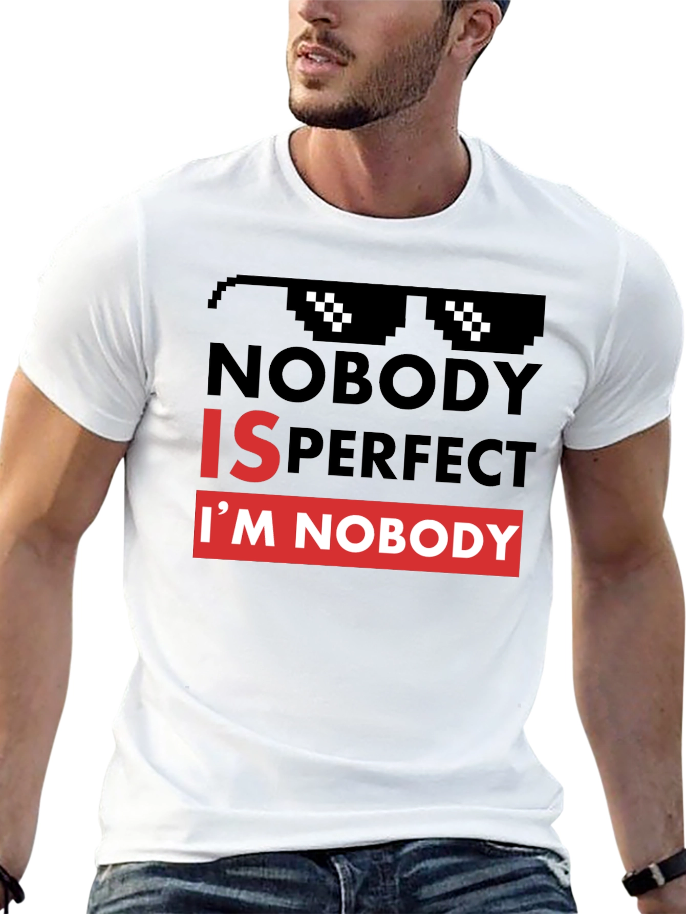 Black Nobody is Perfect Graphic Tee - Funny Slogan T-Shirt view 13