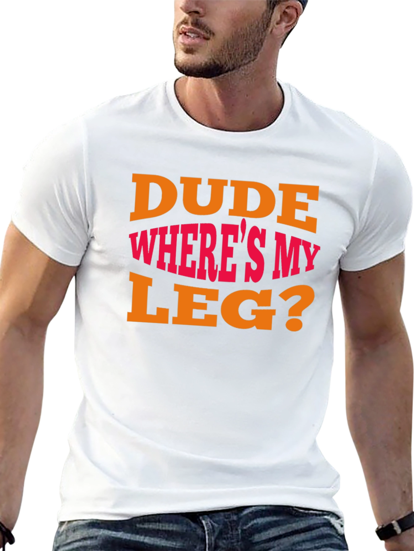 Black Dude Where's My Leg? Graphic T-Shirt - Funny view 13