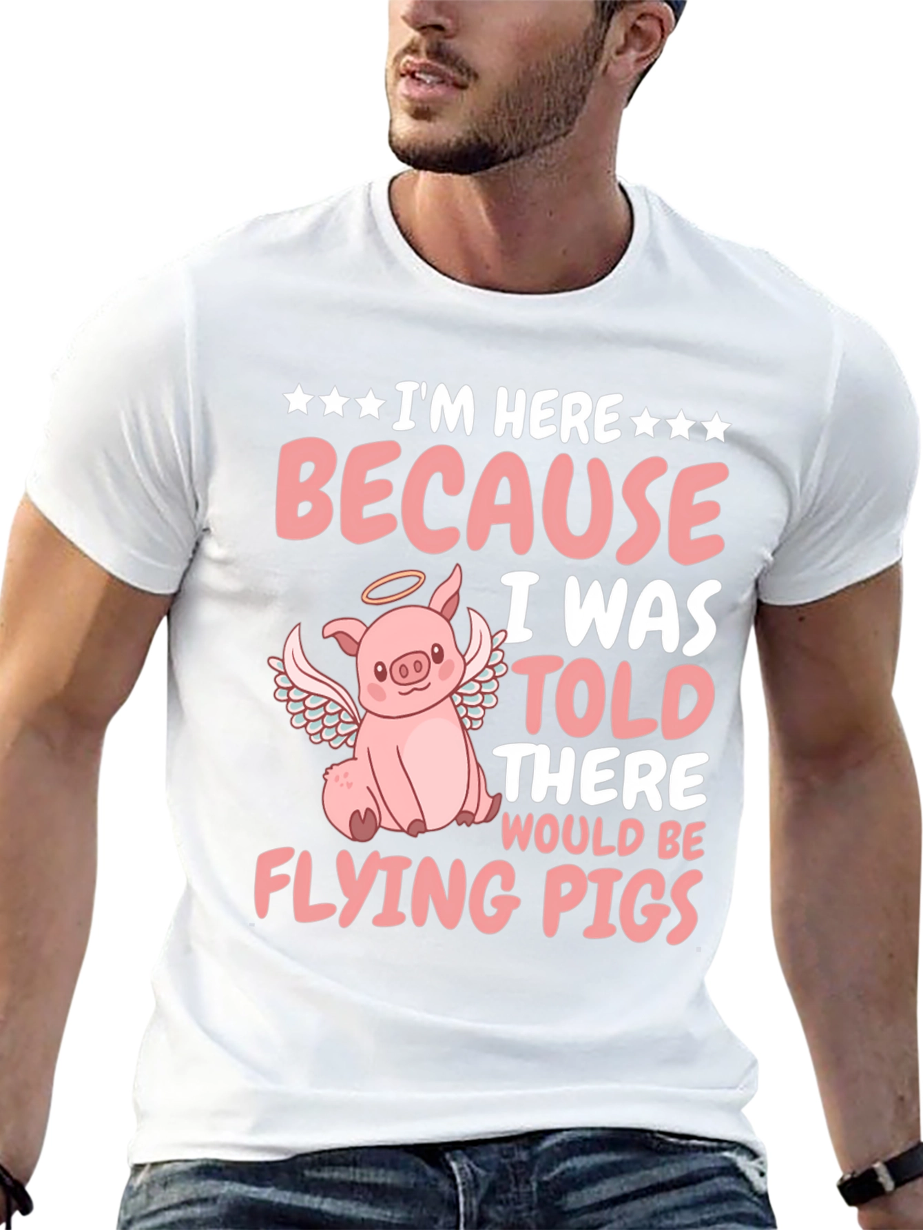 Black Flying Pig T-Shirt - Funny Animal Graphic Tee view 13