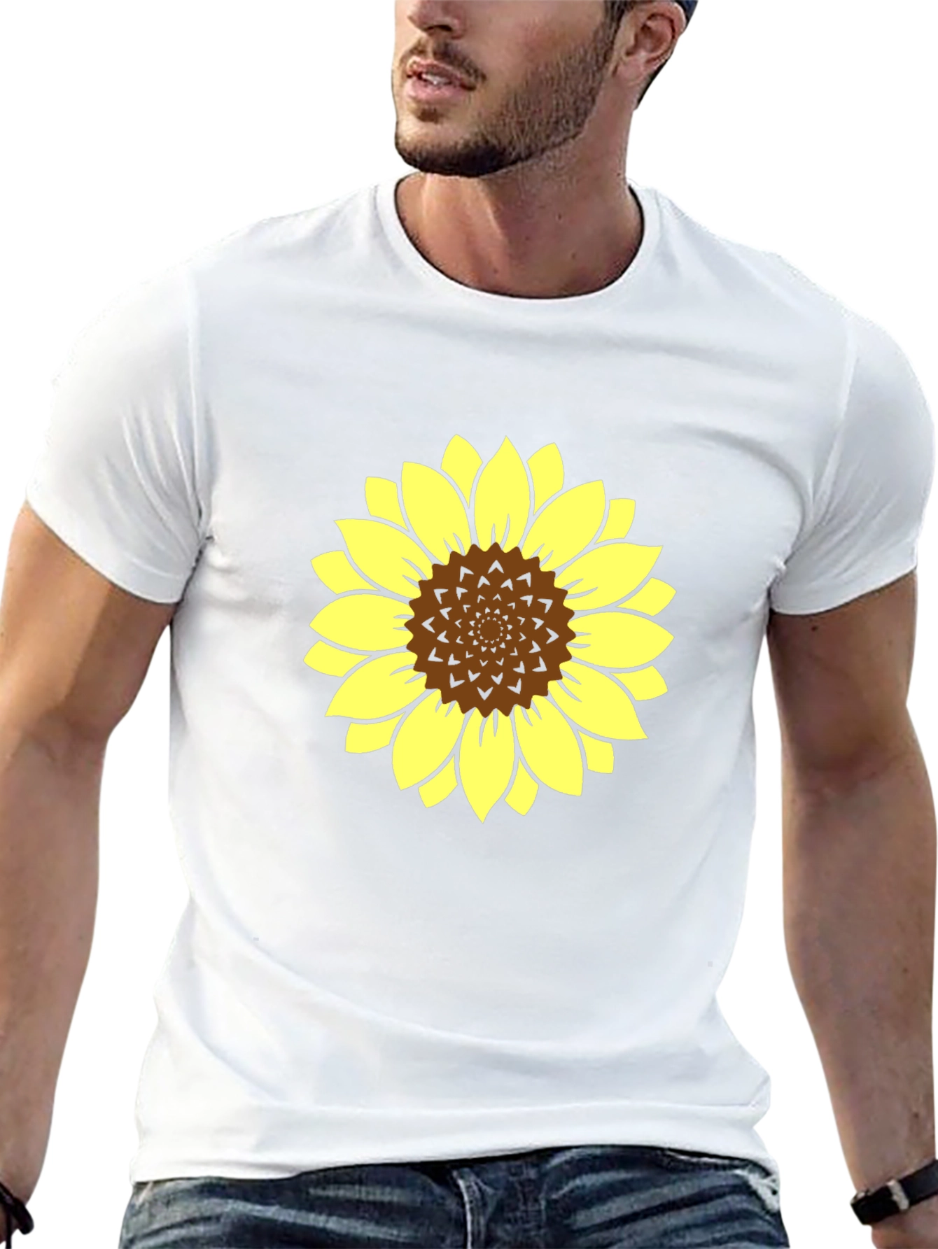 Black Sunflower Graphic Tee - Stylish Black Cotton T-Shirt view 13