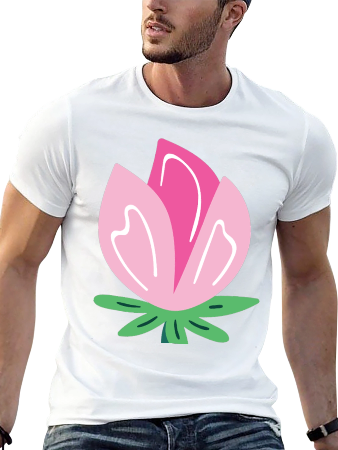 Black Pink Flower Graphic T-Shirt - Soft Cotton Blend view 13