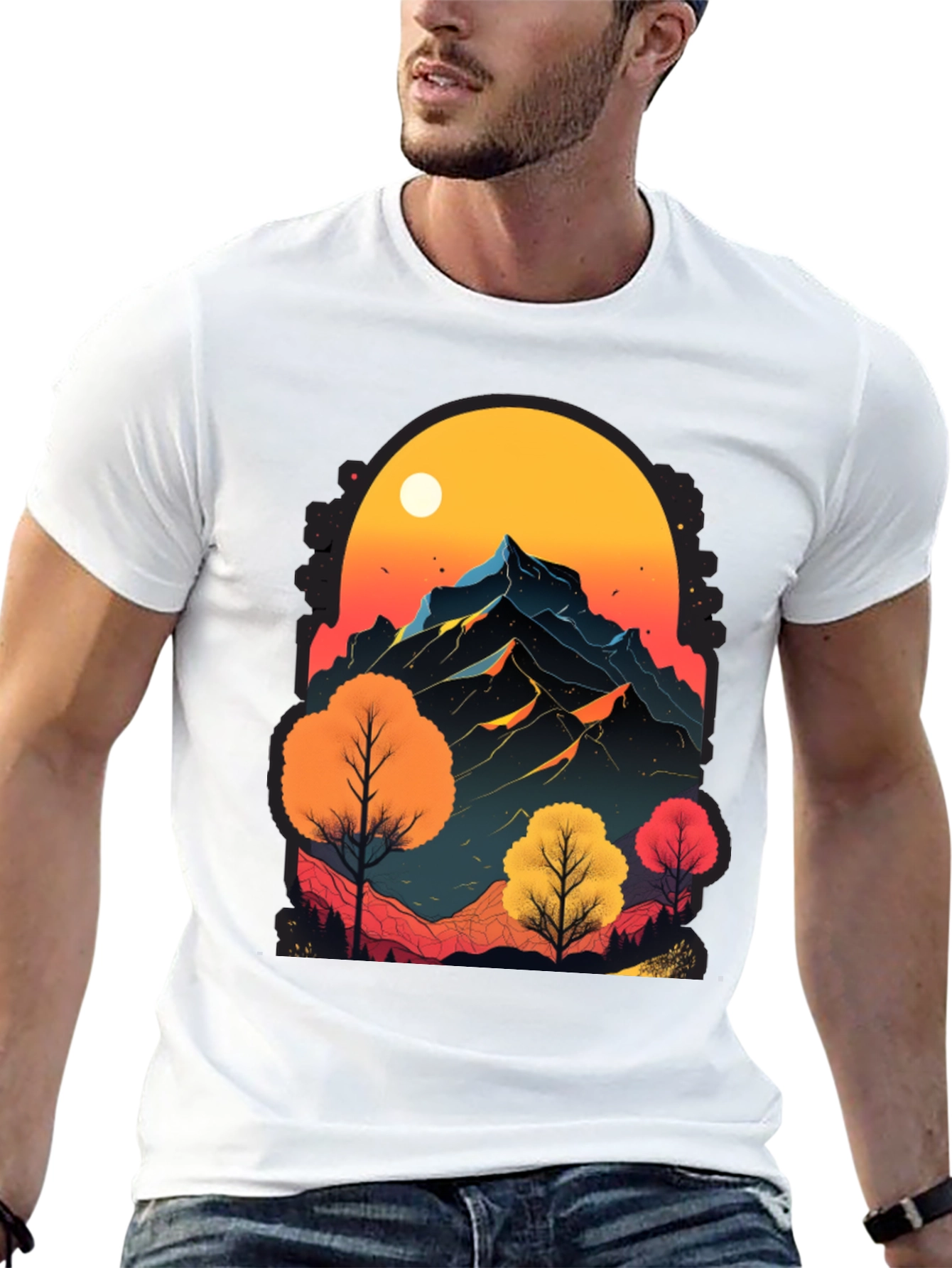 Black Mountain Sunset Graphic Tee - Nature Inspired Design view 13