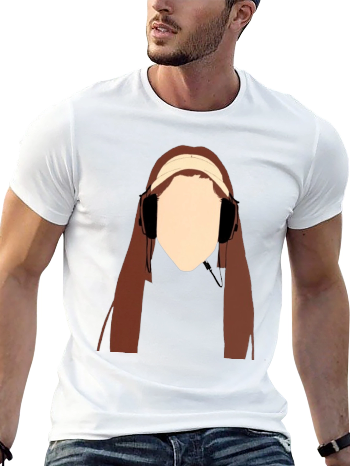 Black Headphones Girl Graphic Tee - Cool Casual Style view 13