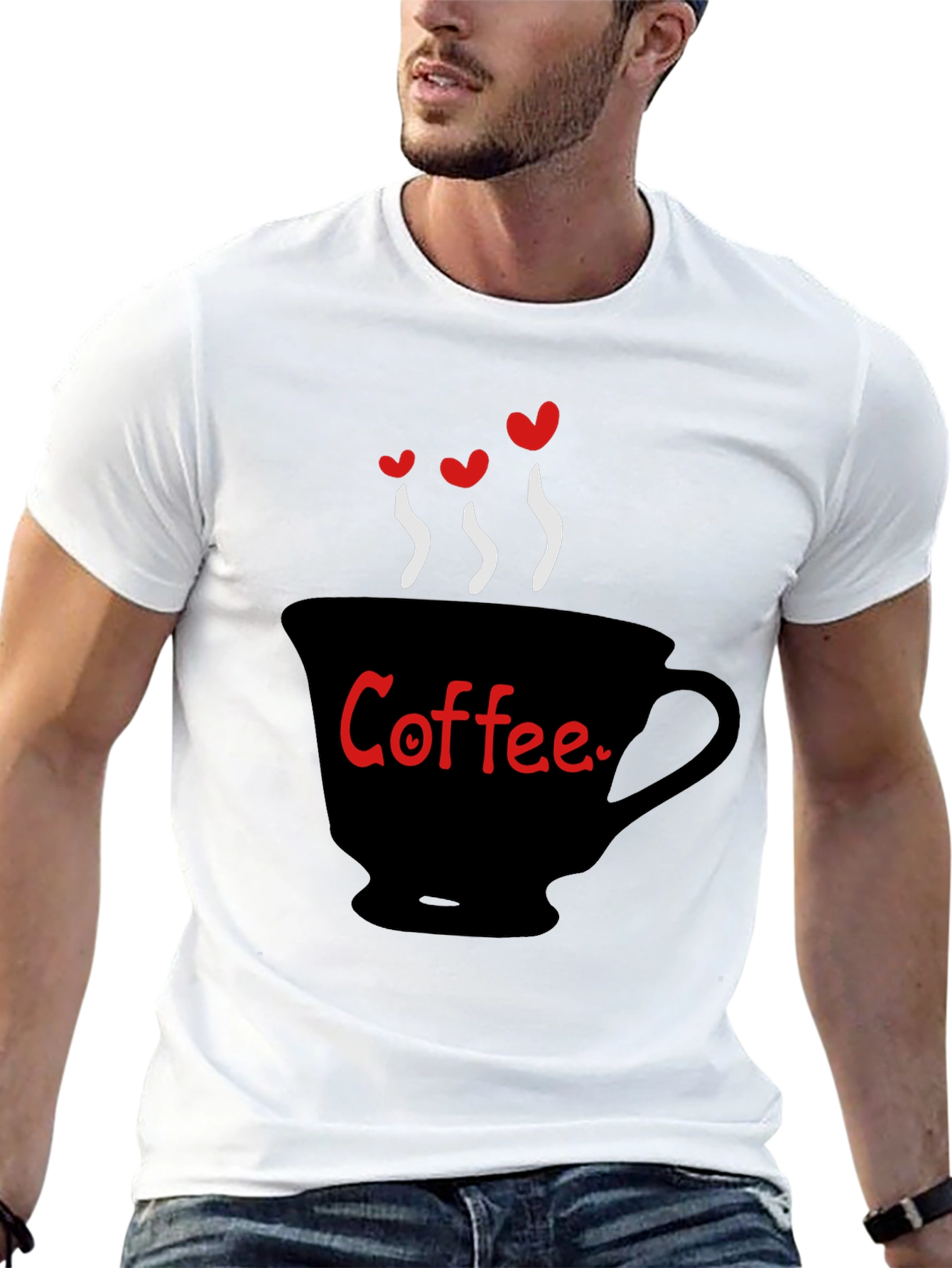 Black Coffee Lover T-Shirt - Heart Steam Design view 13