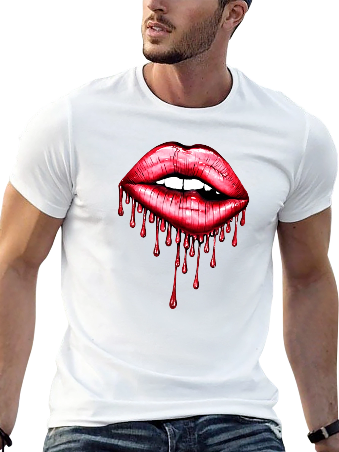 Black Bloody Lips Graphic Tee - Unisex view 13