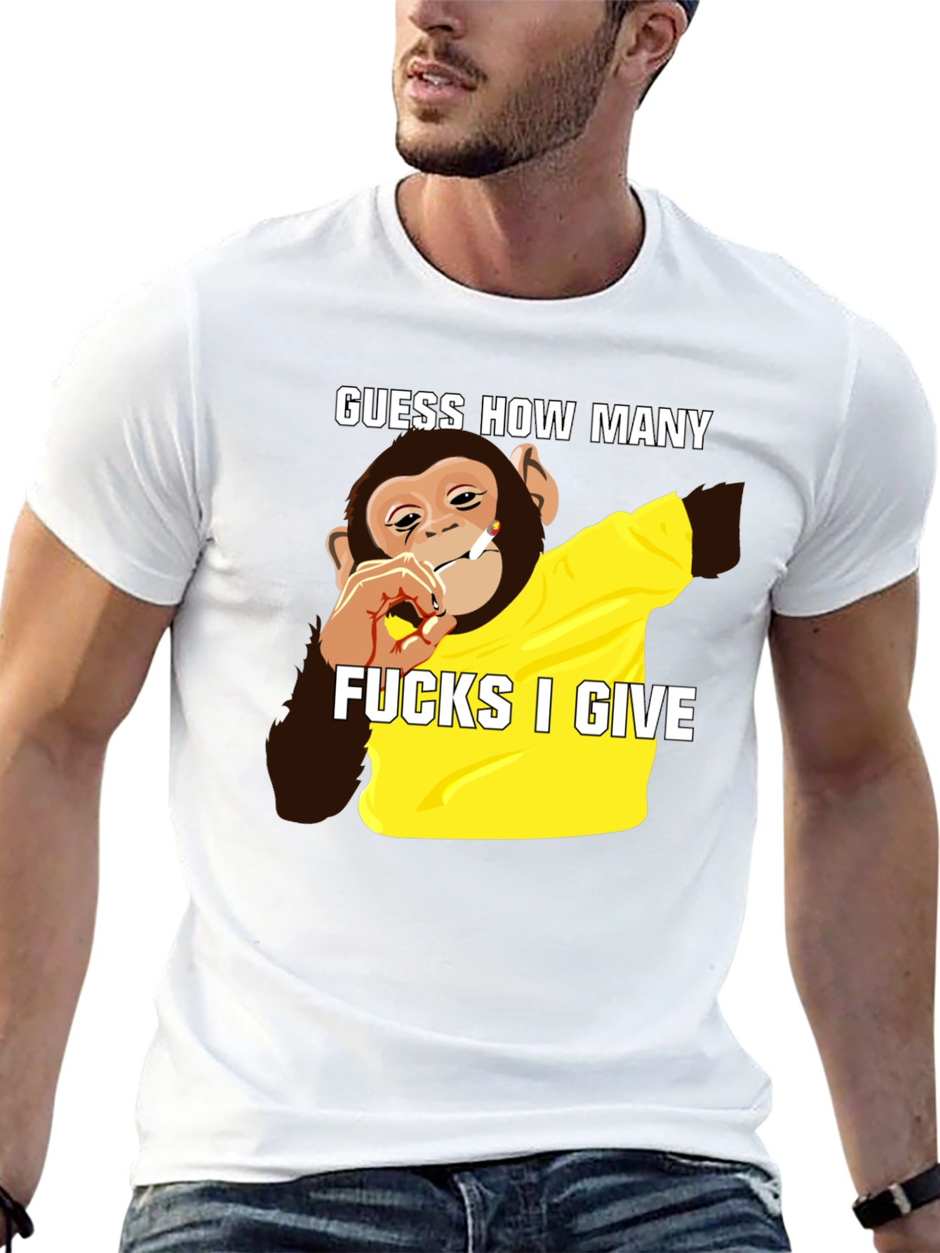 Black Guess How Many F*cks Monkey T-Shirt view 13