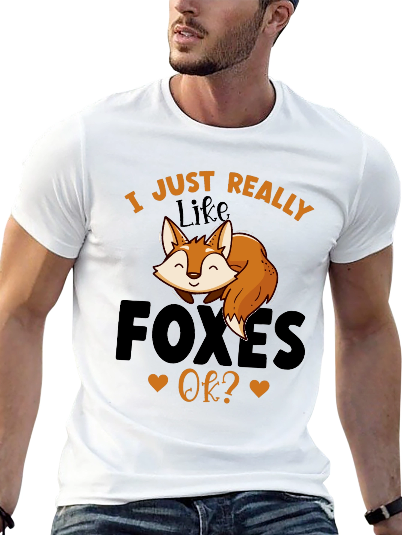 Black I Just Really Like Foxes OK? Graphic Tee view 13