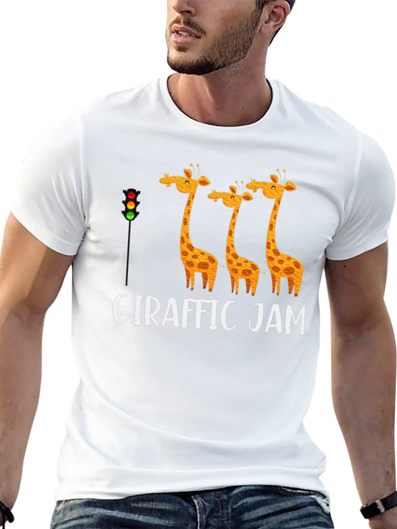 Black Giraffe Traffic Jam T-Shirt Funny Animal Tee view 13