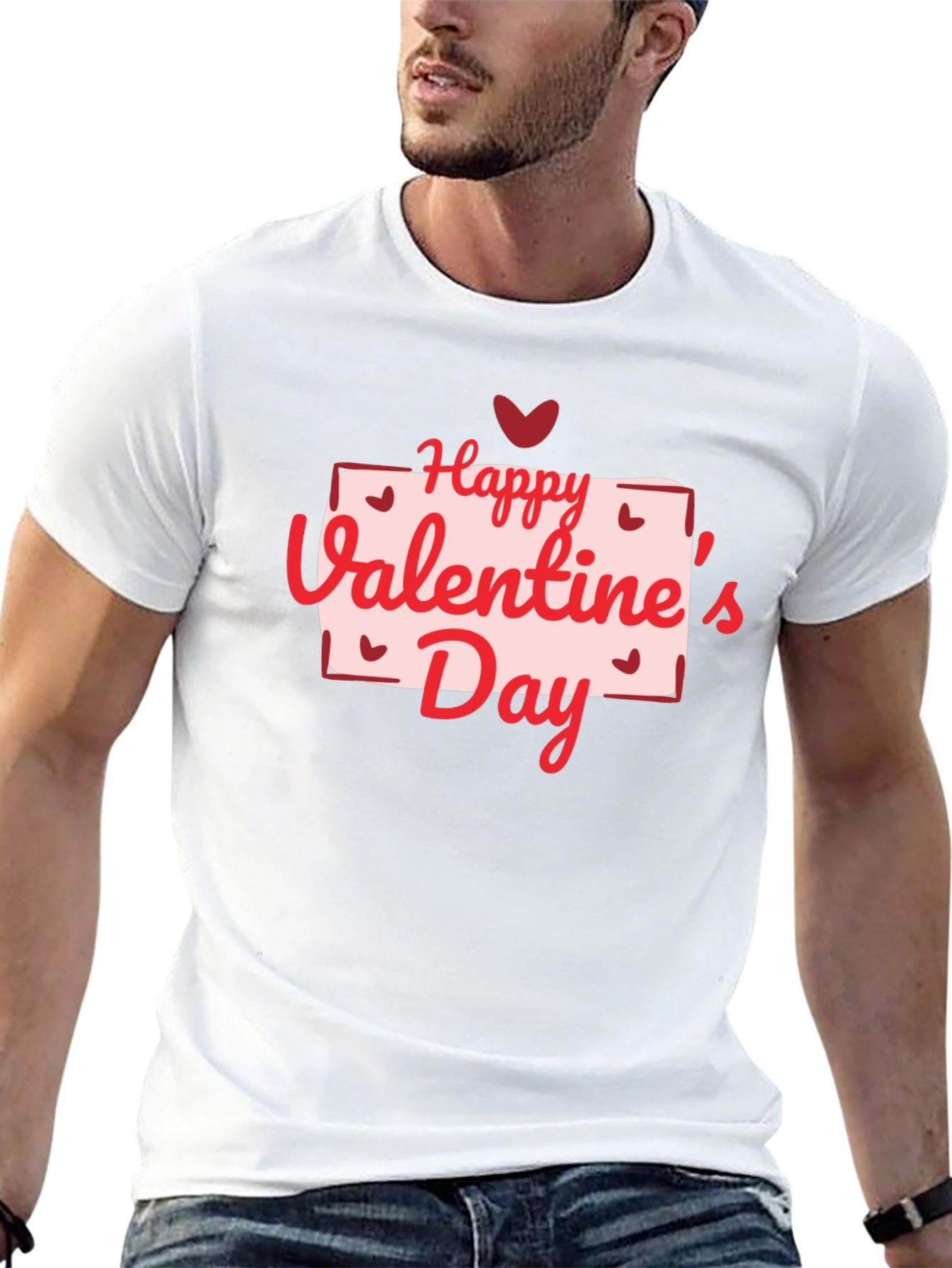 Black Happy Valentine's Day Graphic Black T-Shirt view 13