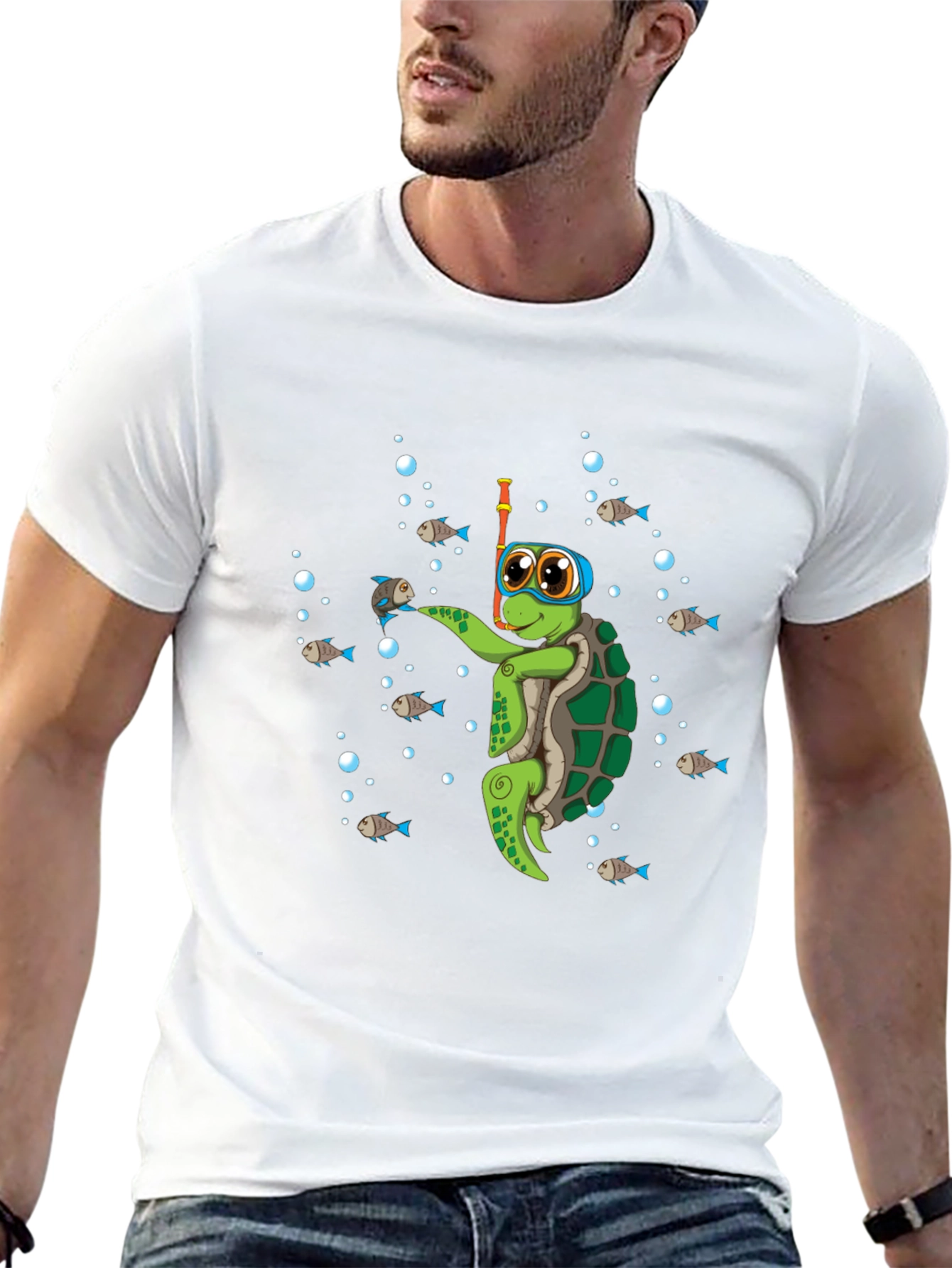 Black Diving Turtle Graphic Tee - Cool Underwater Adventure view 13