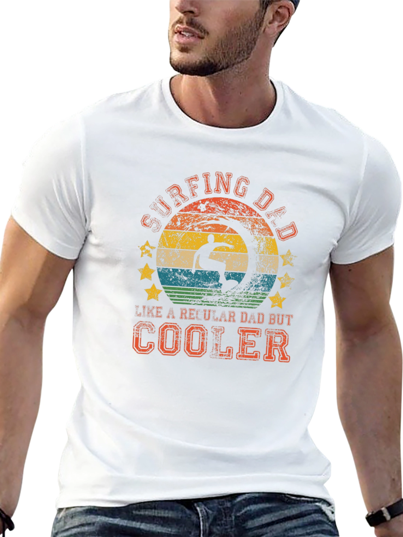 Black Surfing Dad T-Shirt - Like a Regular Dad But Cooler view 13