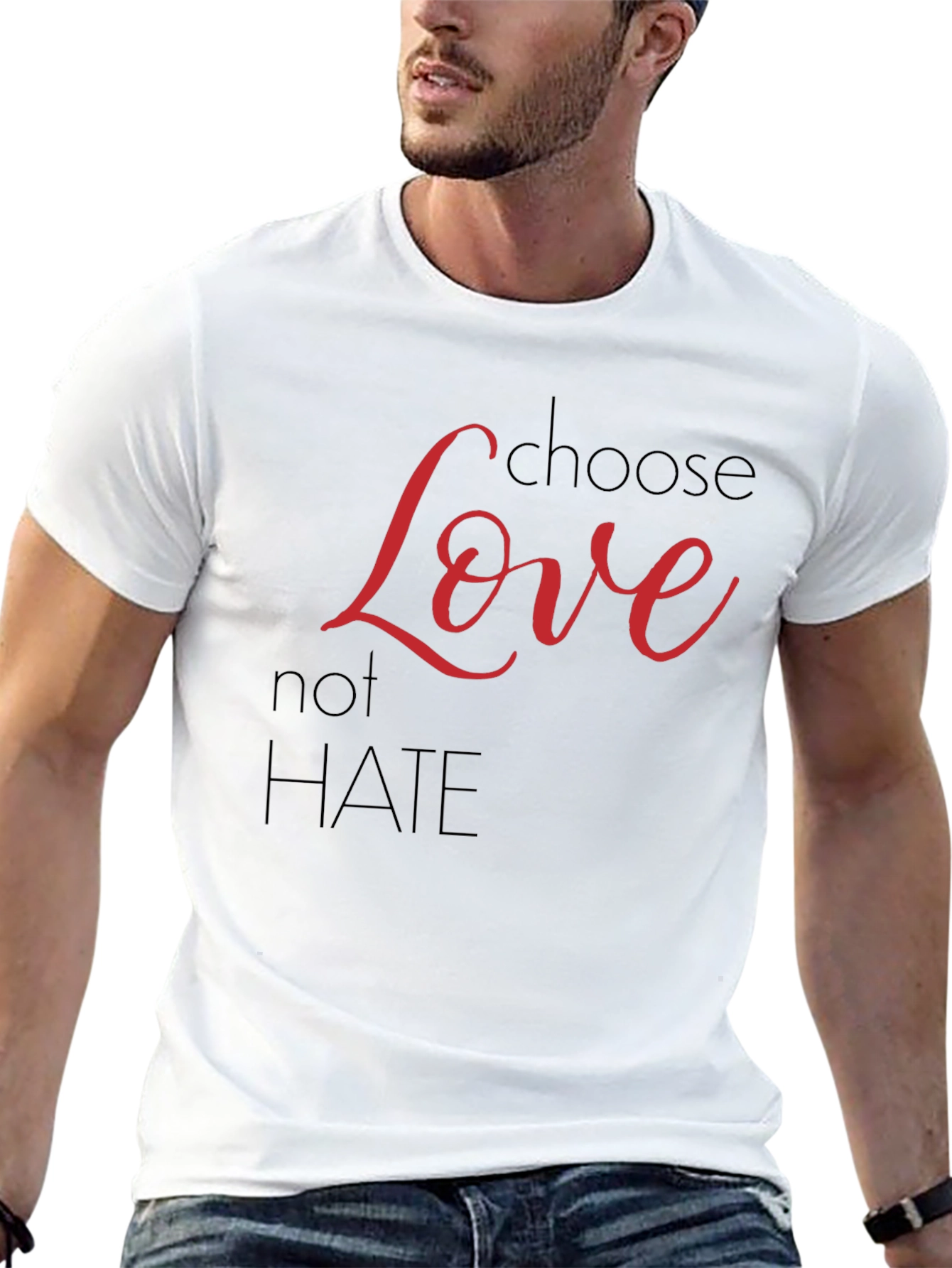 Black Choose Love Not Hate Graphic T-Shirt view 13