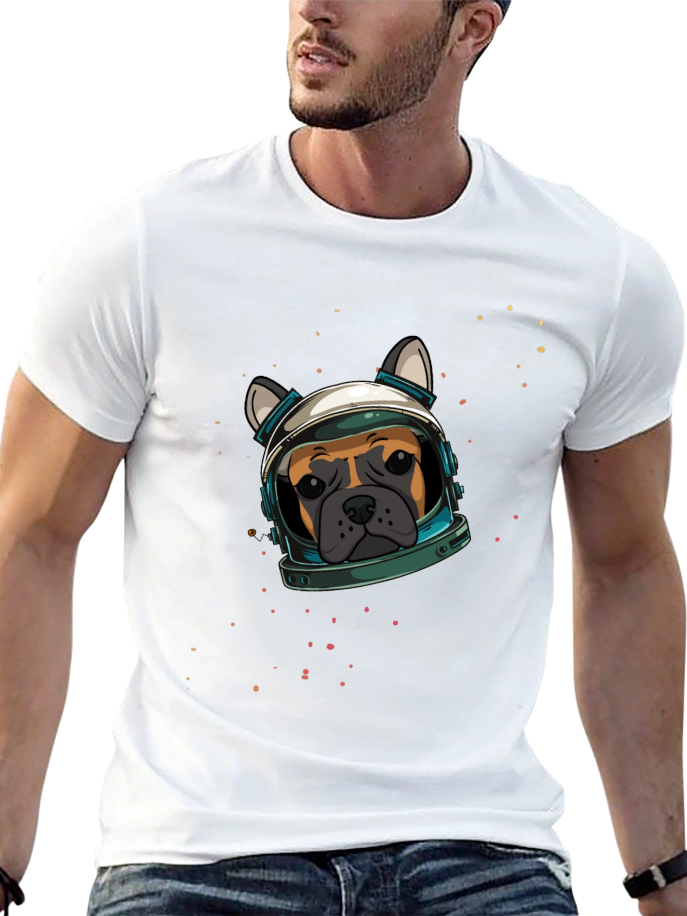 Black Dog Astronaut Graphic Print T-Shirt view 13