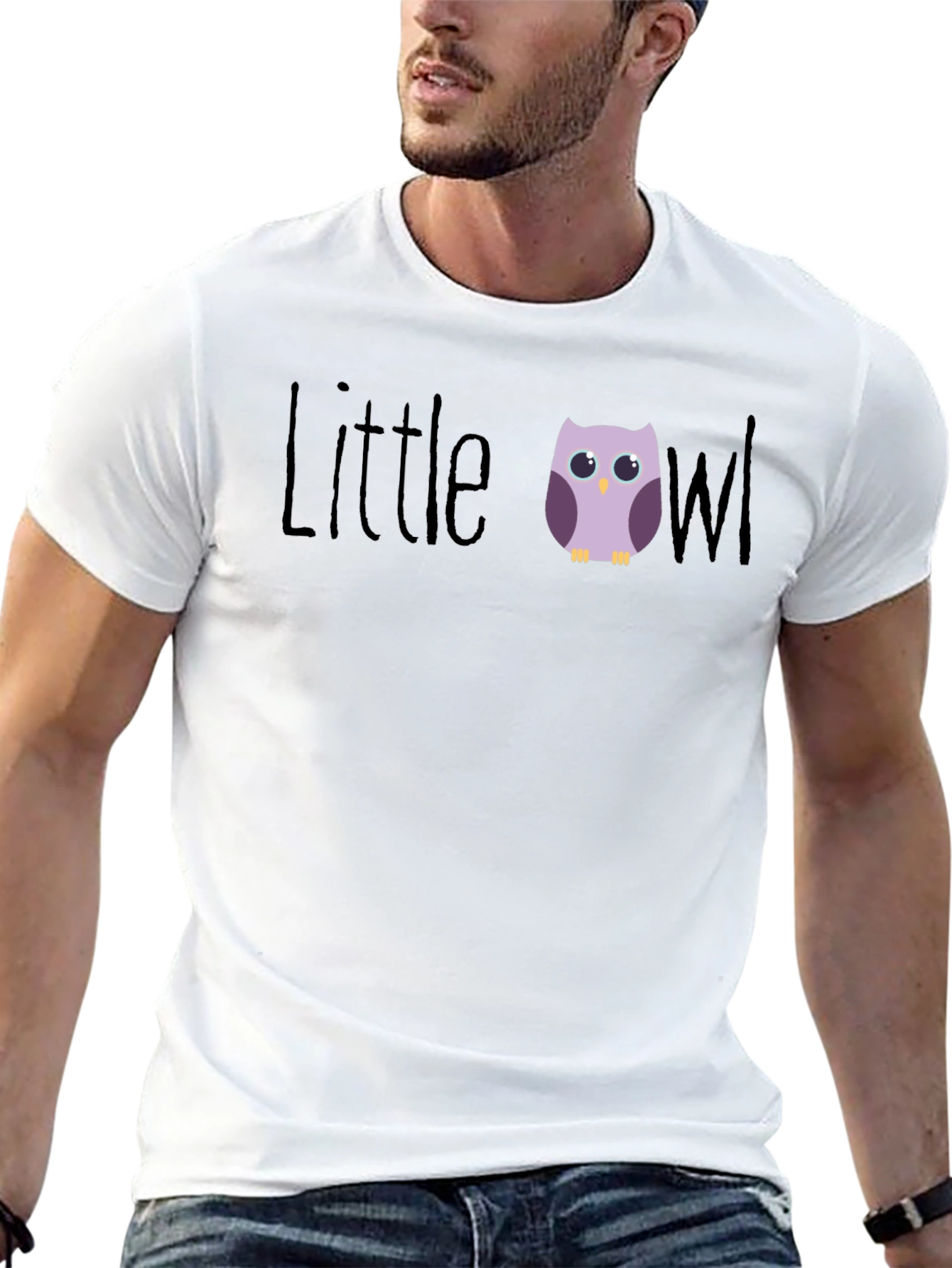 Black Little Owl Graphic T-Shirt - Cute Bird Tee view 13
