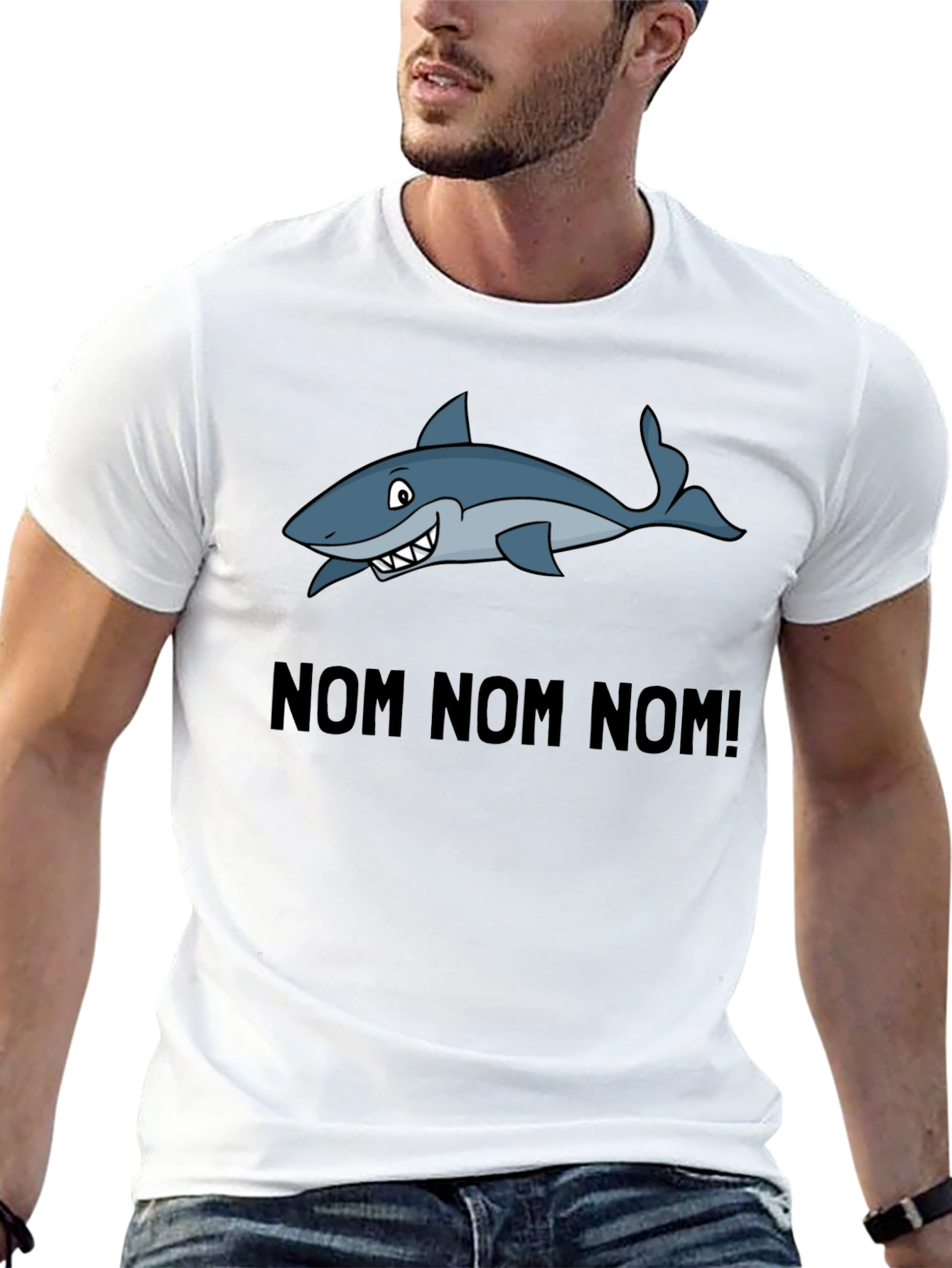 Black Nom Nom Nom Shark Graphic T-Shirt view 13