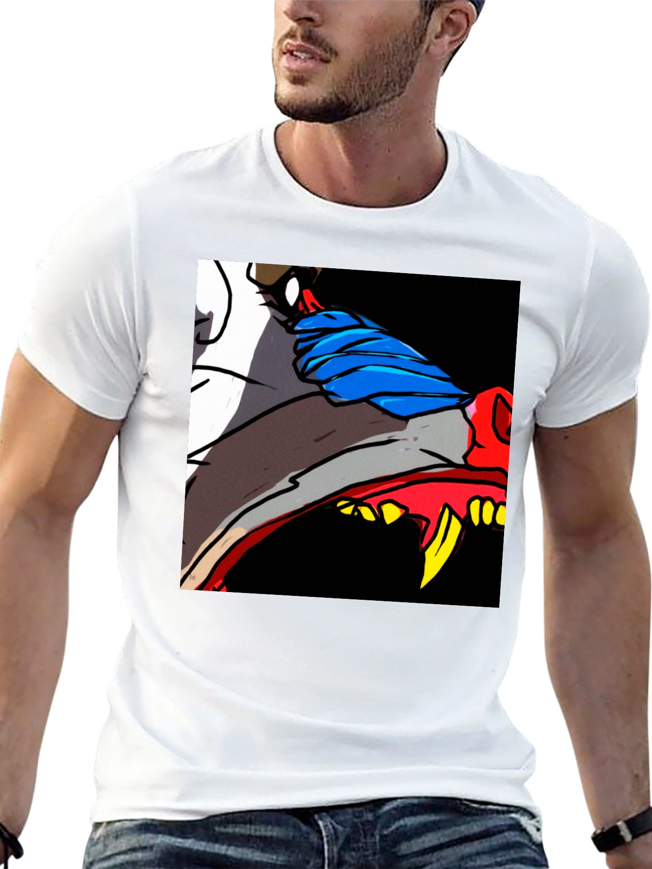 Black Cartoon Wolf Graphic Tee - Black view 13