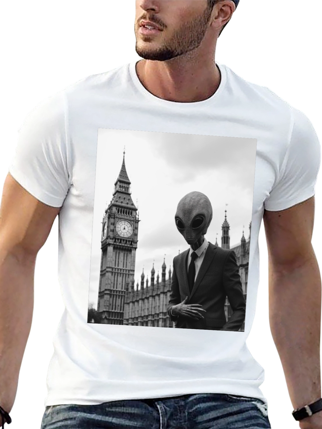 Black Alien in London T-Shirt - Men's Graphic Tee view 13
