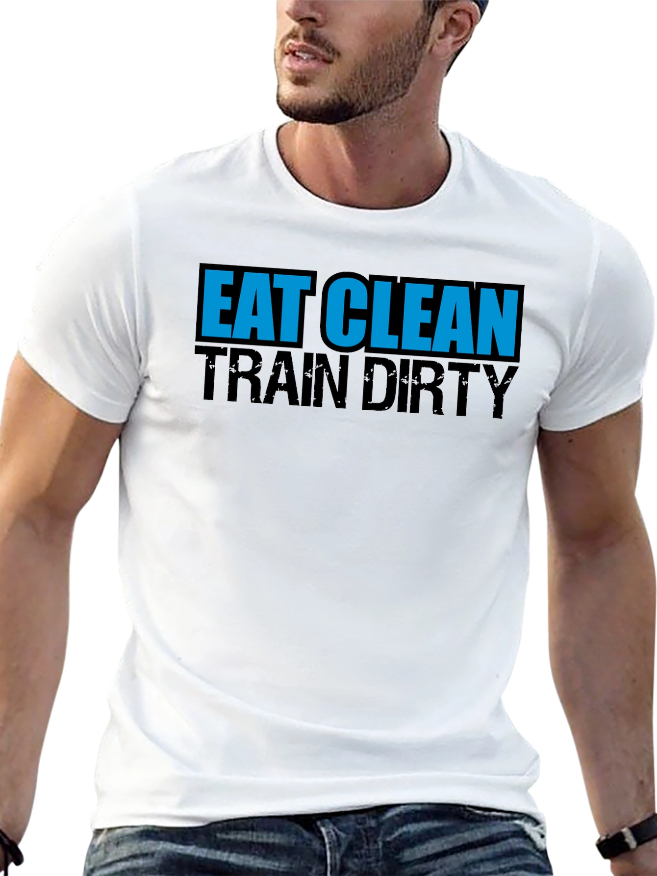 Black Eat Clean Train Dirty T-Shirt - Black Graphic Tee view 13