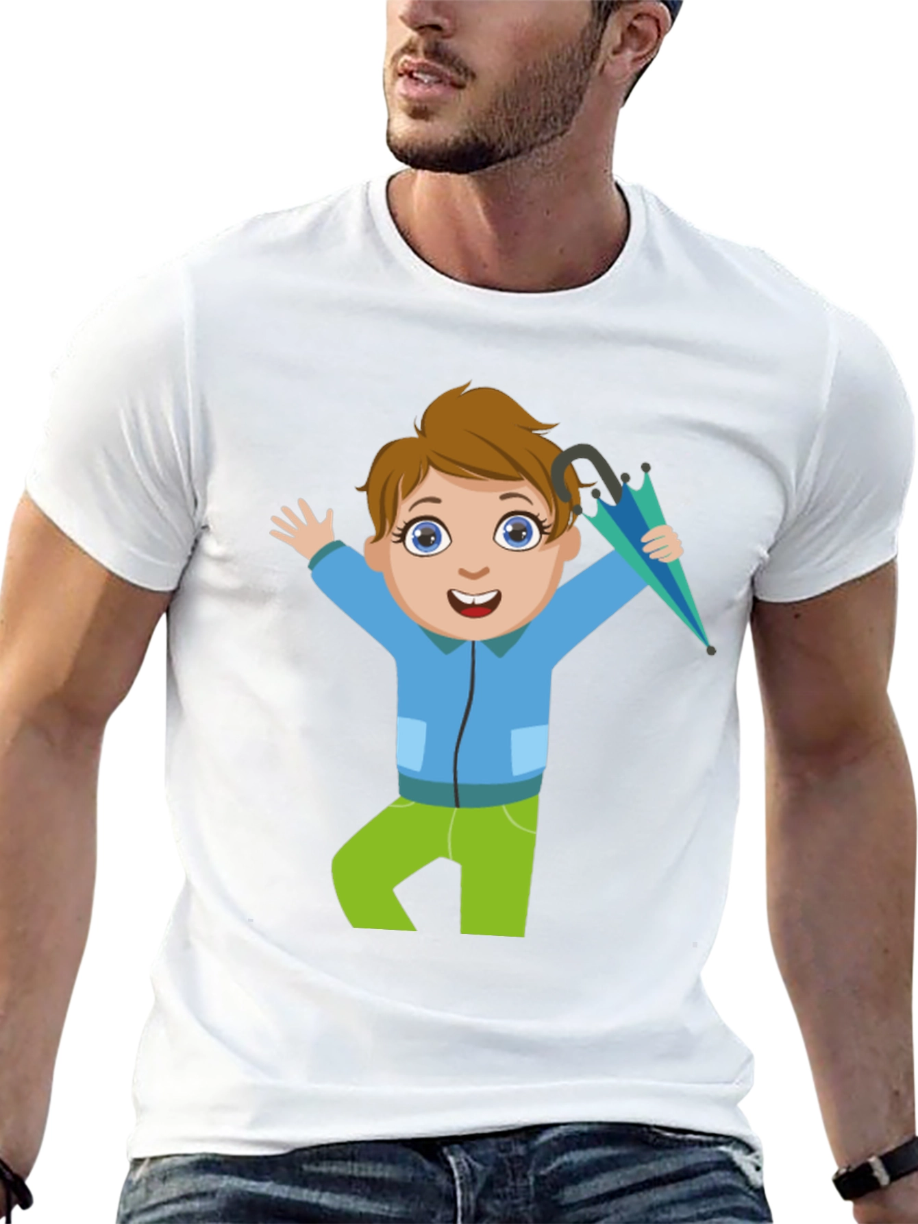 Black Cartoon Boy Black T-Shirt view 13