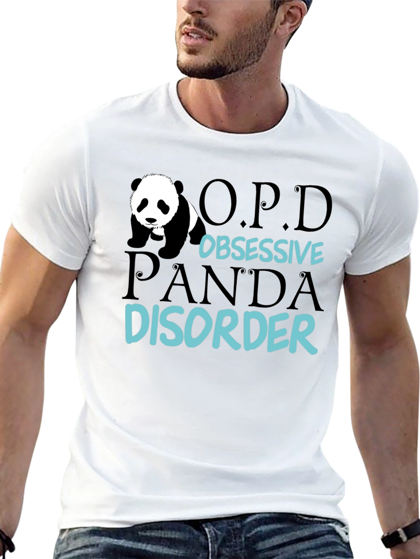 Black Obsessive Panda Disorder Funny Graphic Tee view 13
