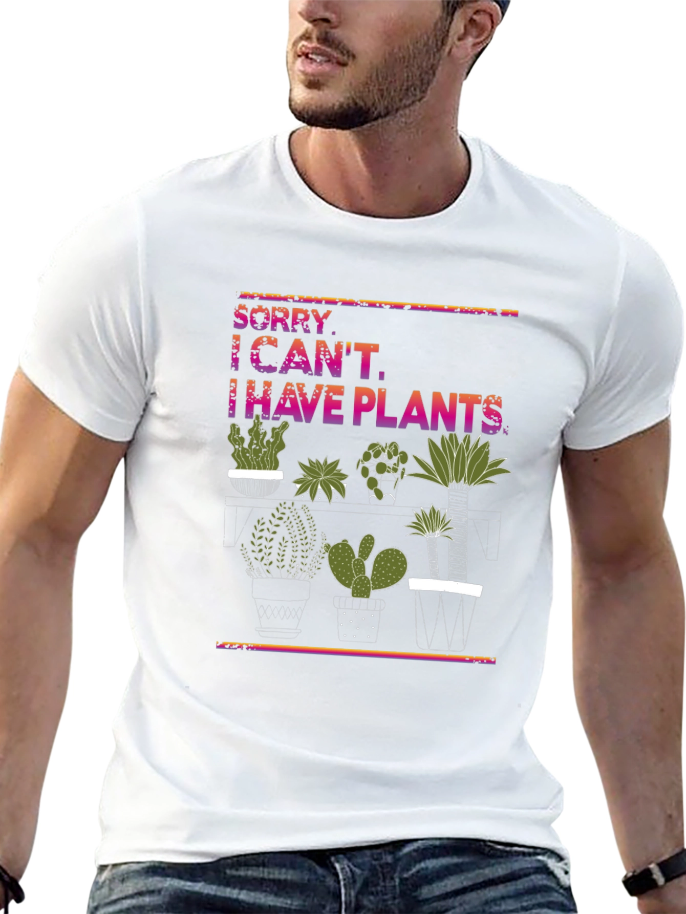 Black Plant Lover T-Shirt - Sorry I Can't, I Have Plants! view 13