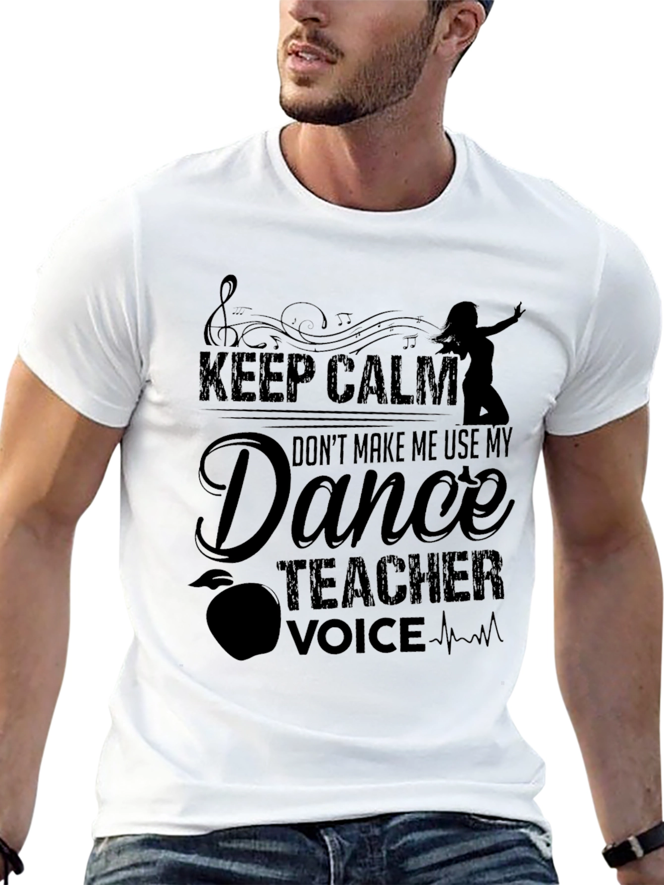 Black Dance Teacher Graphic T-Shirt - Keep Calm Design view 13