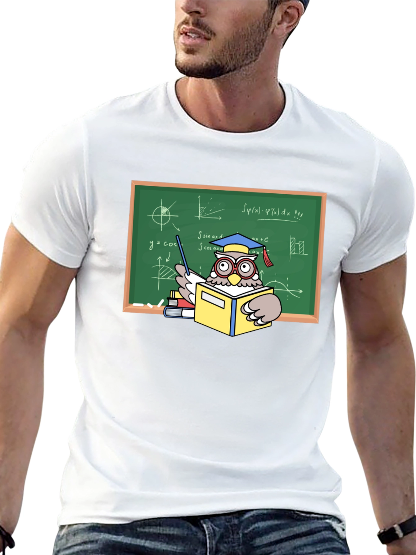 Black Professor Owl Graphic T-Shirt - Academic Humor view 13