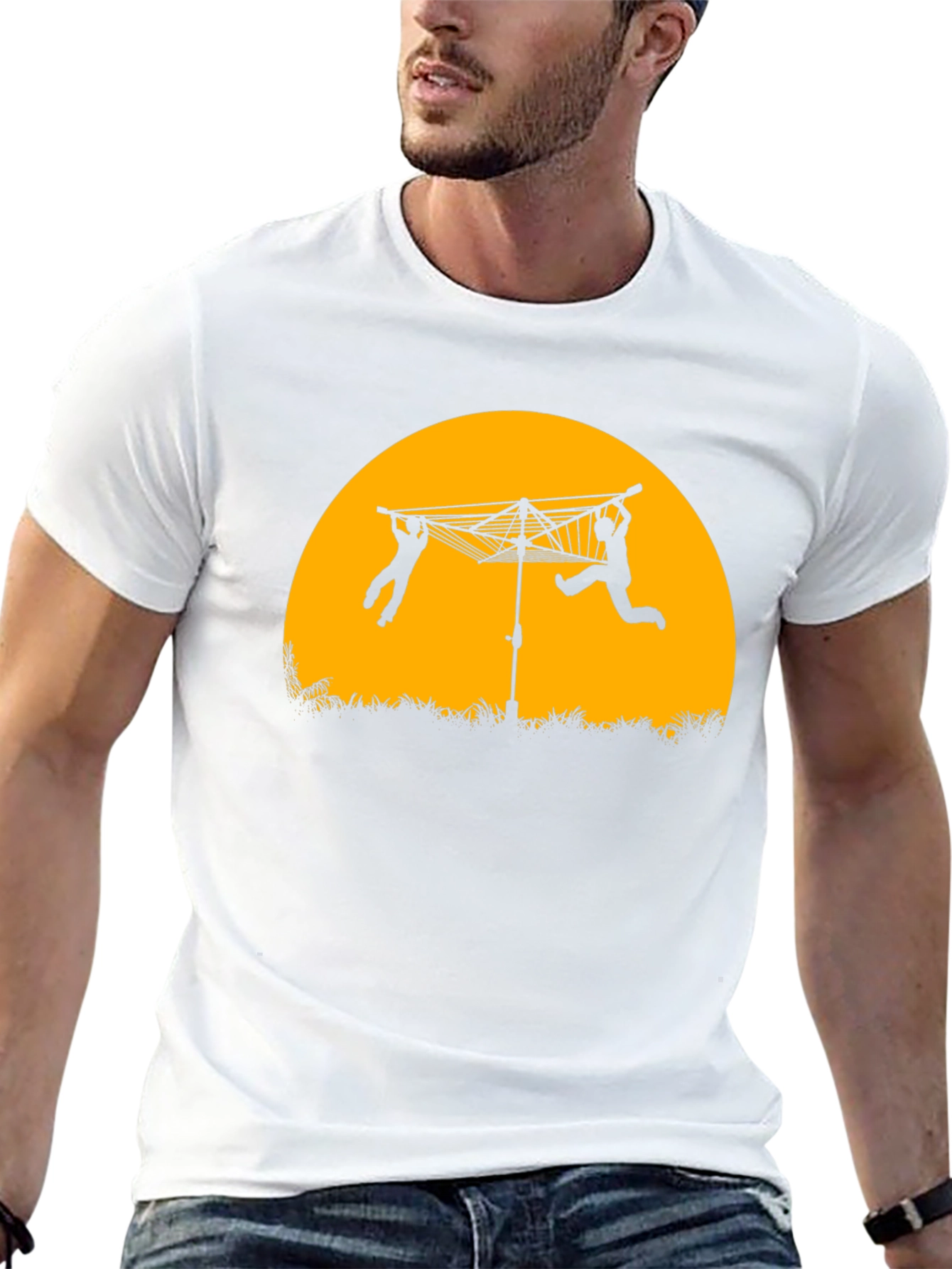 Black Funny Clothesline Silhouette T-Shirt view 13