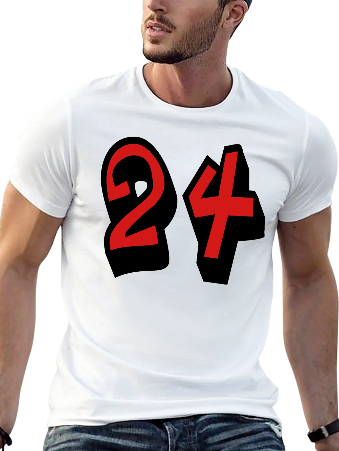 Black Bold Number 24 Graphic Tee - Black Cotton Blend view 13