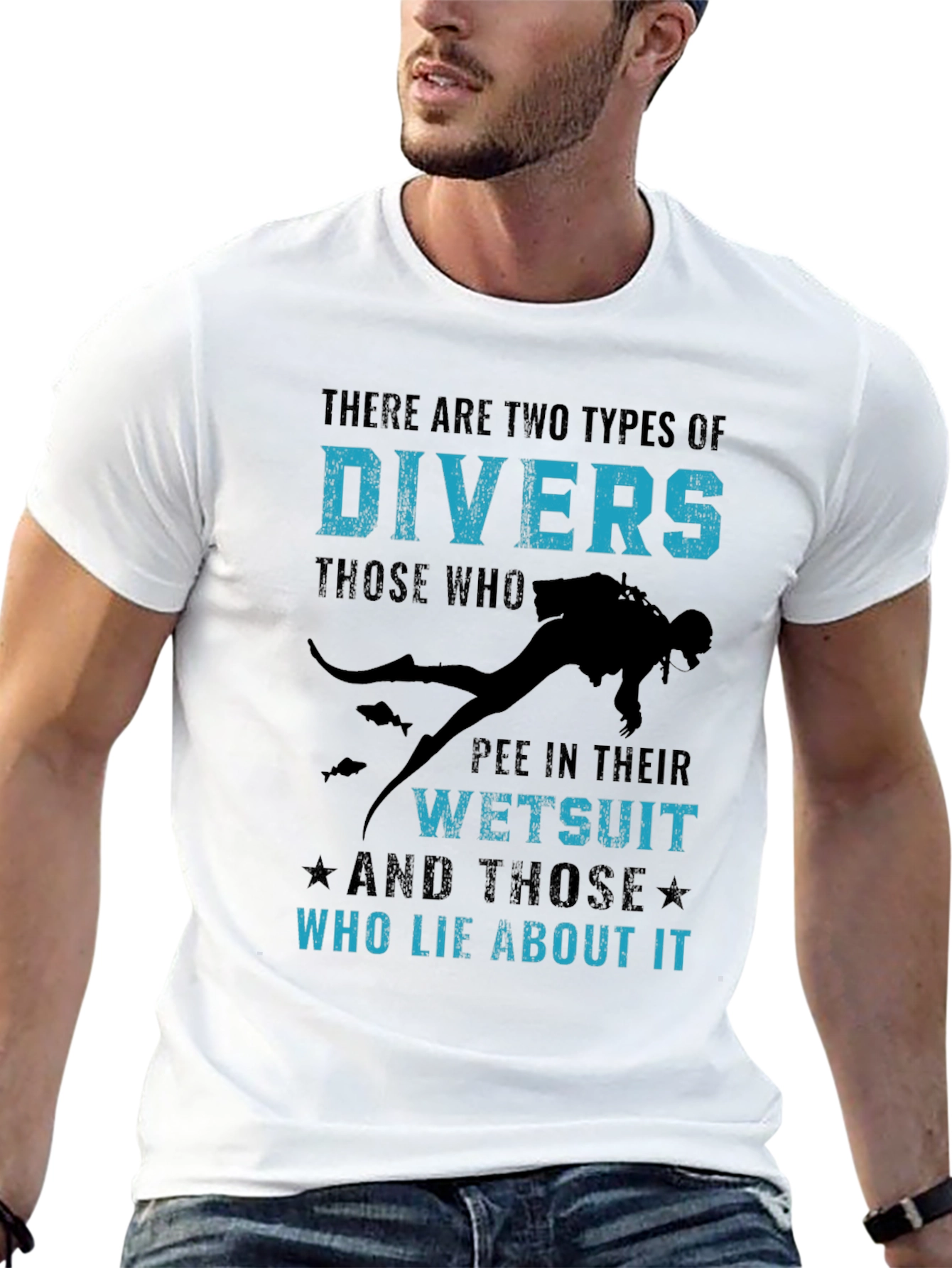 Black Funny Diver T-Shirt - Two Types of Divers view 13